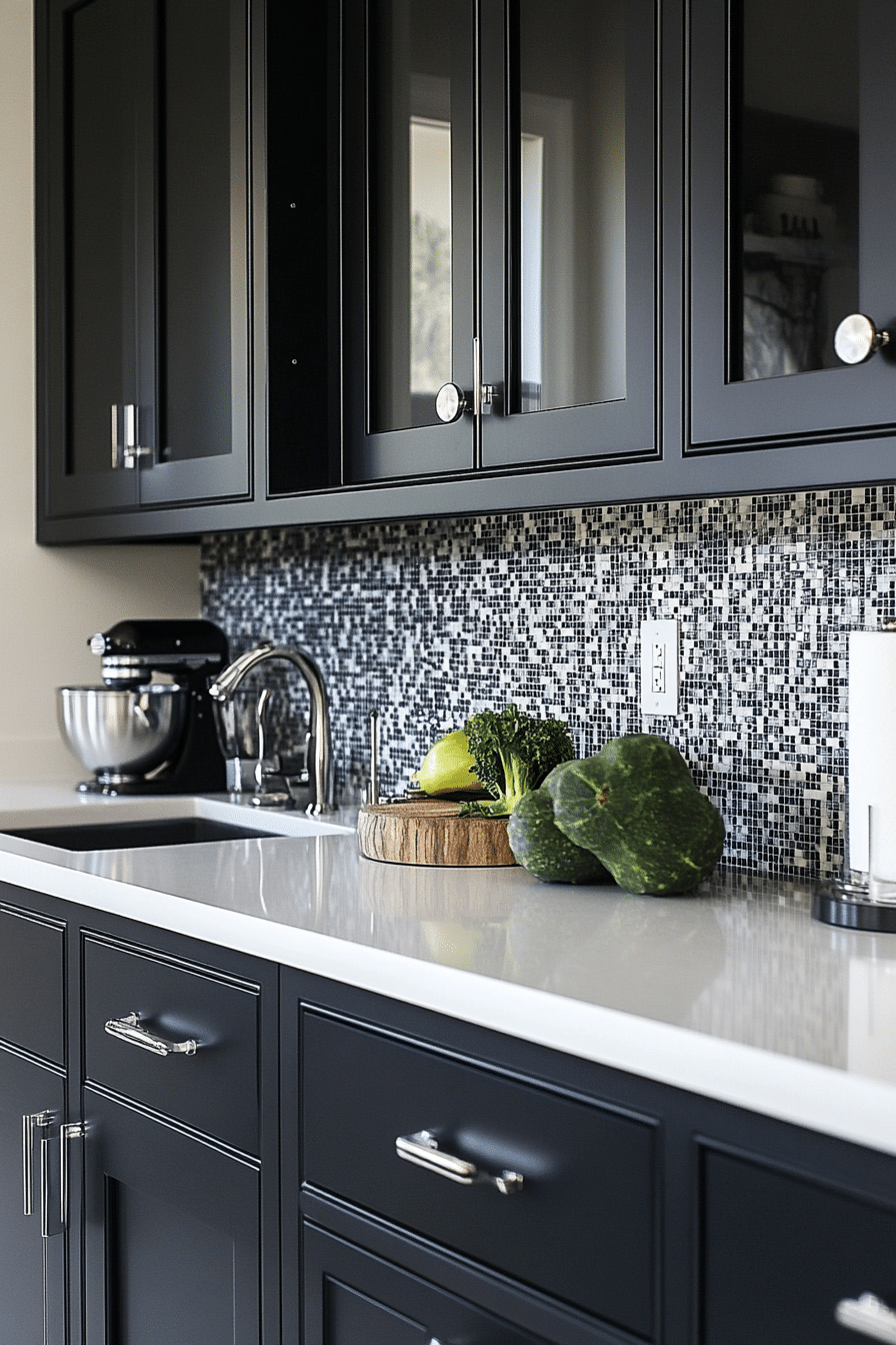 20. Monochrome Mosaic Fusion (Black And Gray Kitchen Ideas) - Black And Gray Kitchen Ideas