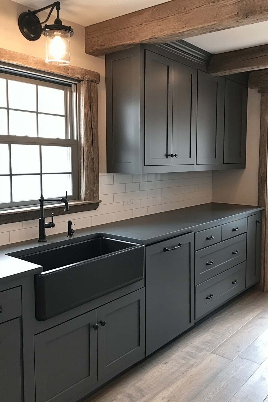21. Slate Urban Farmhouse (Black And Gray Kitchen Ideas) - Black And Gray Kitchen Ideas