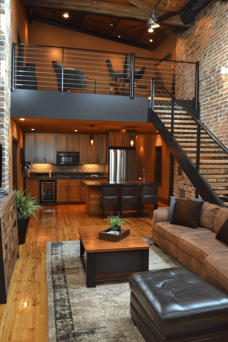 3. Rustic Industrial Loft (Open Living Room Ideas) - Open Living Room Ideas