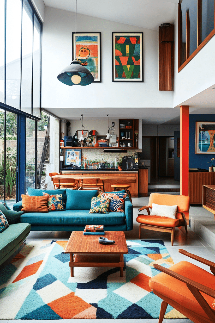 16. Retro Pop Lounge (Open Living Room Ideas) - Open Living Room Ideas