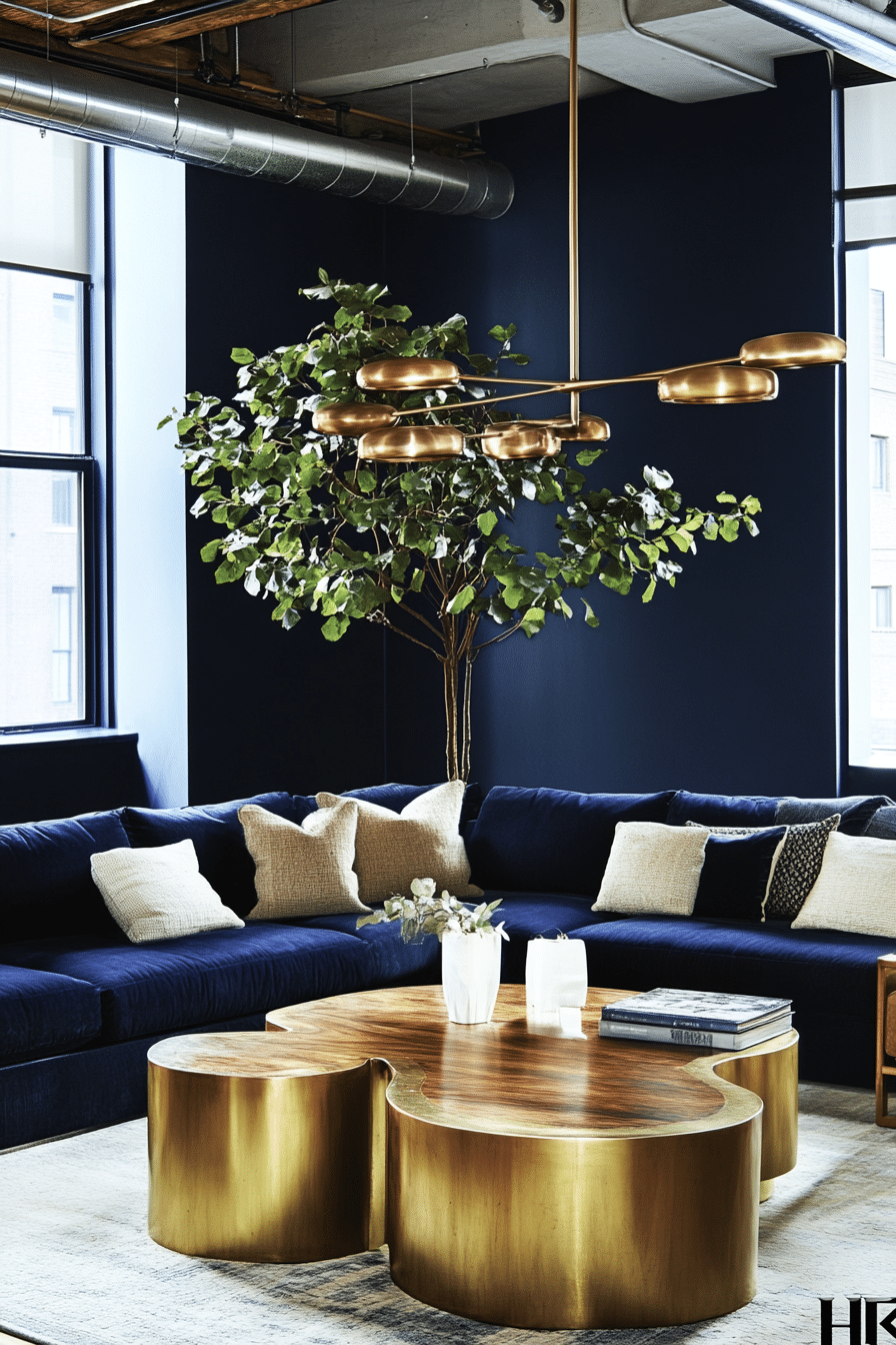 18. High-Contrast Urban Luxe (Open Living Room Ideas) - Open Living Room Ideas