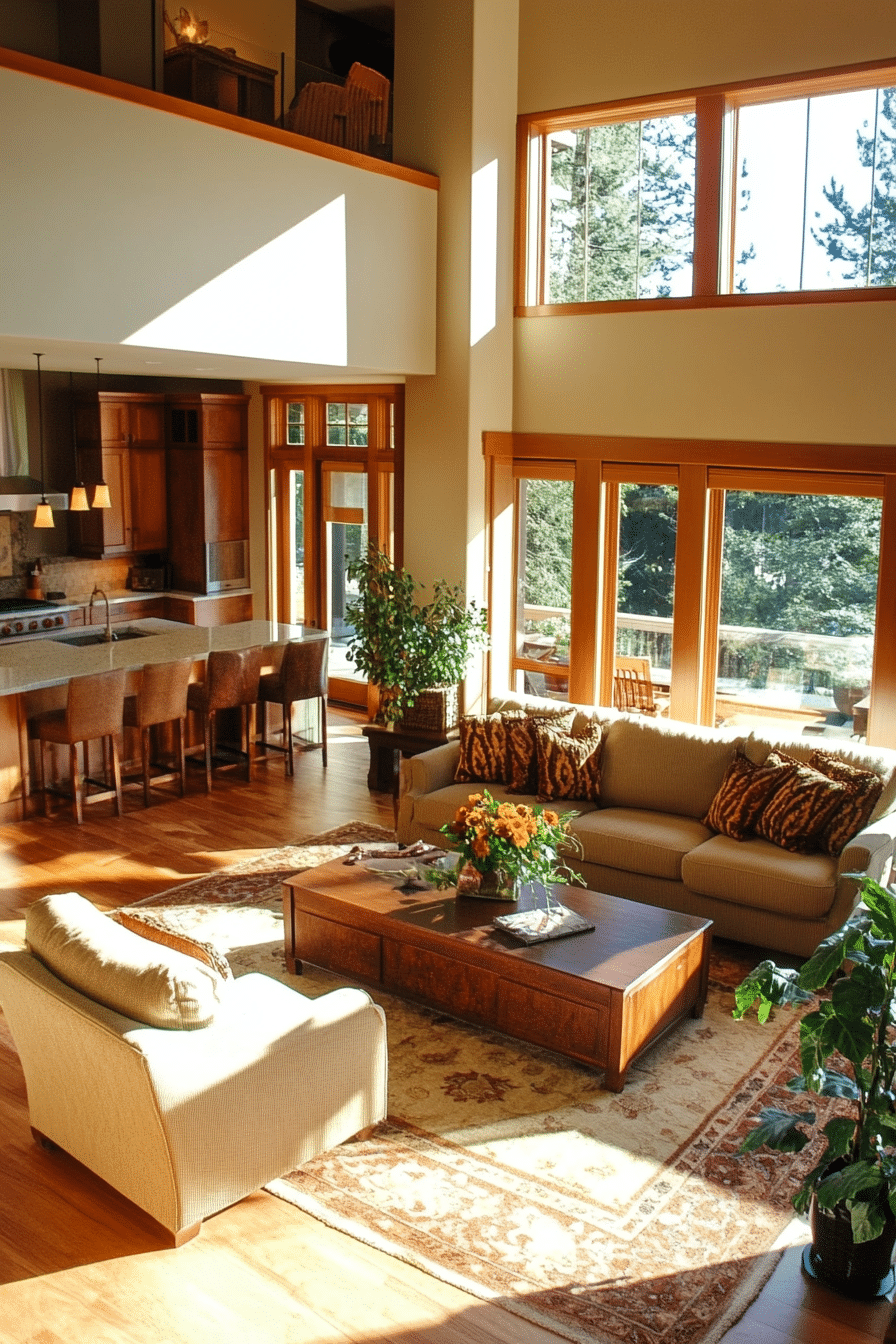 19. Earth-Tone Comfort Zone (Open Living Room Ideas) - Open Living Room Ideas