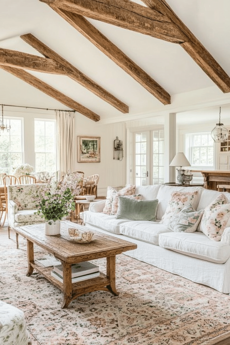 23. Cottagecore Open Lounge (Open Living Room Ideas) - Open Living Room Ideas