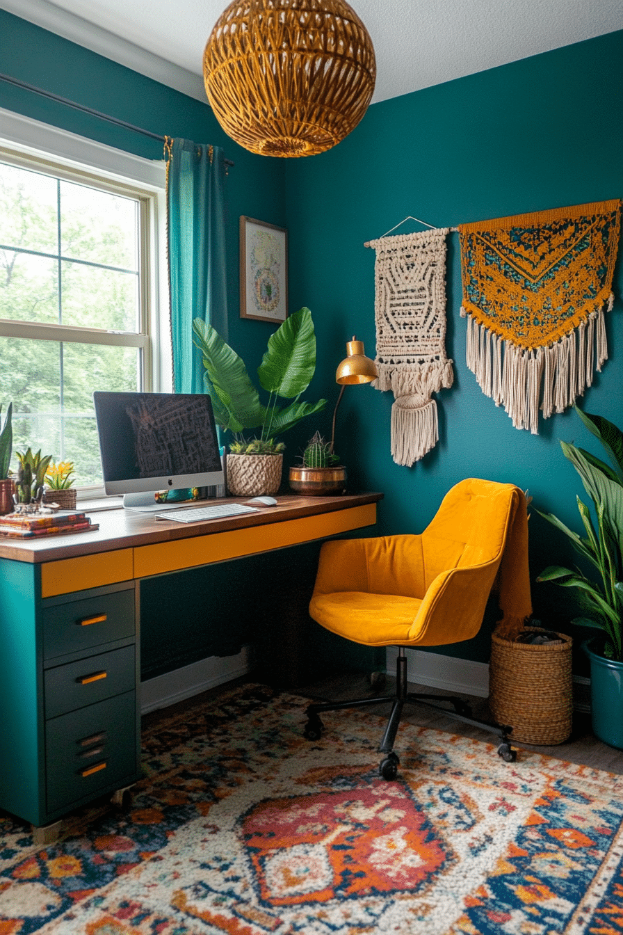 13. Eclectic Bohemian Office (Office Room Ideas) - Office Room Ideas