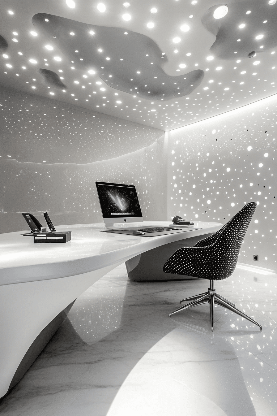 15. Futuristic Monochrome (Office Room Ideas) - Office Room Ideas