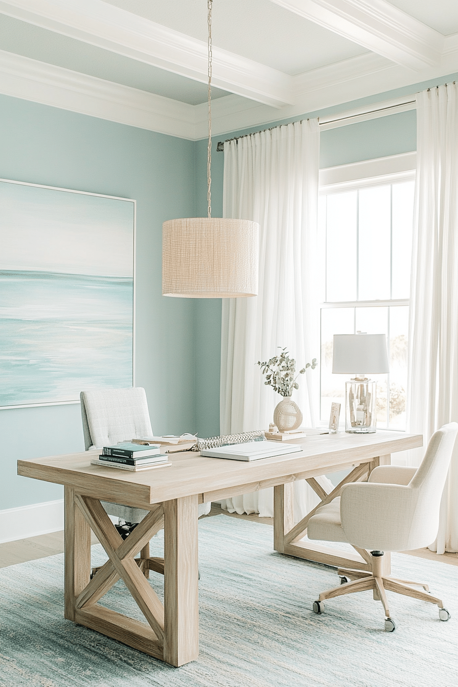 17. Modern Coastal Office (Office Room Ideas) - Office Room Ideas