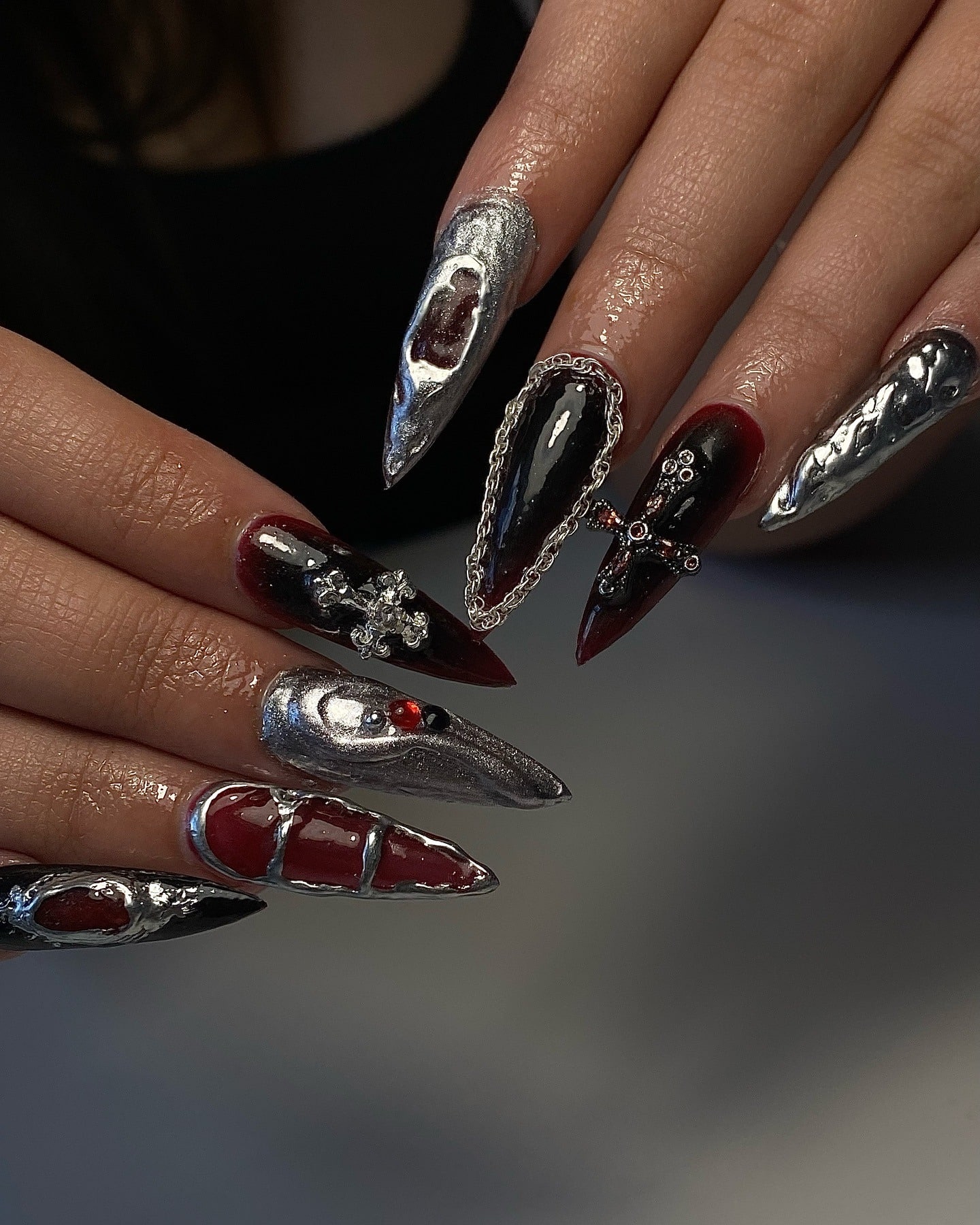 1. Metallic Gothic Edge - insane nail ideas