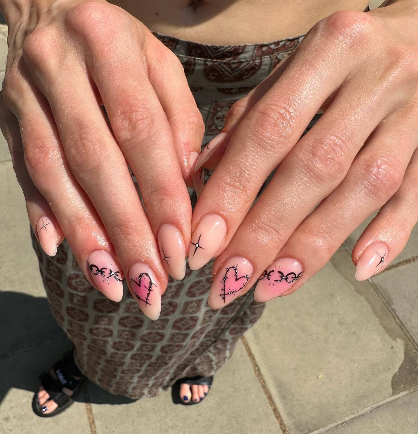 19. Stitched Heartline - insane nail ideas