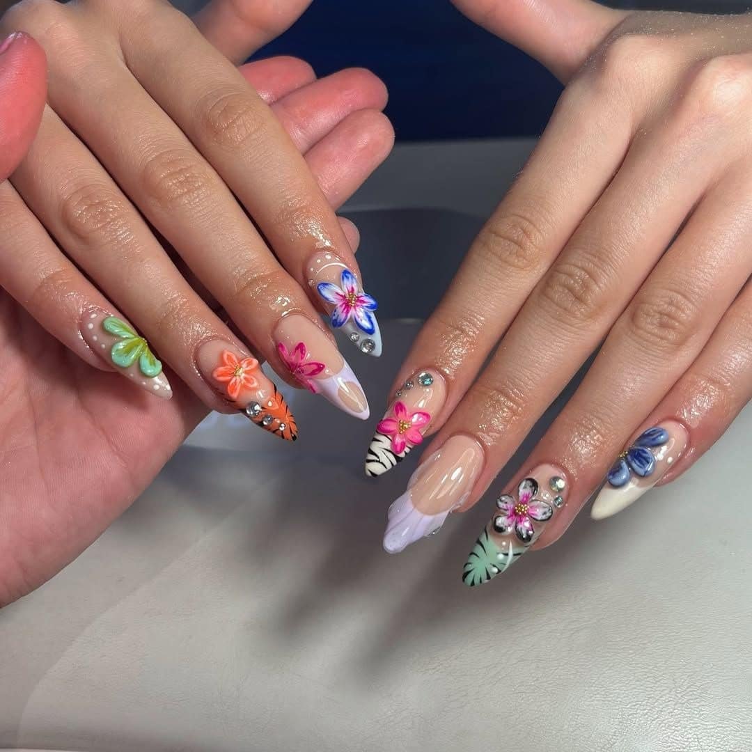 20. 3D Blossom Garden - insane nail ideas