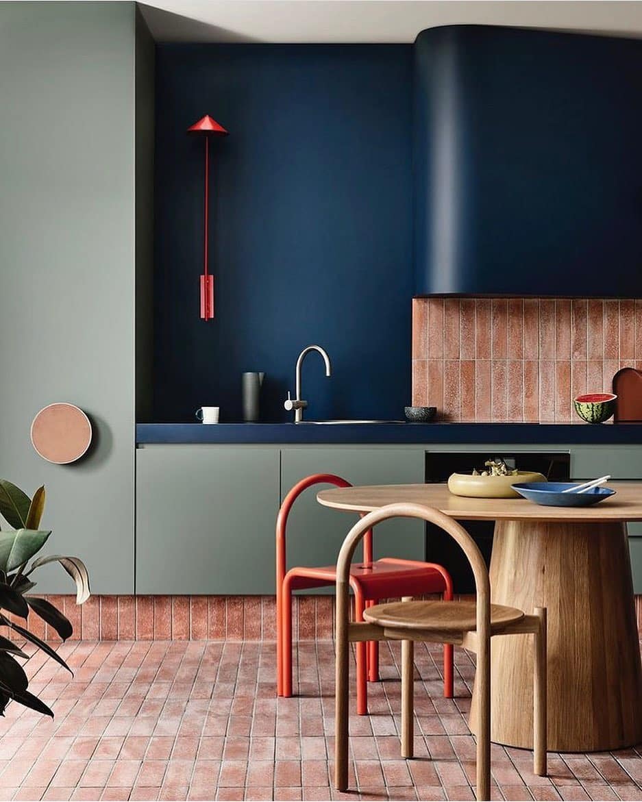 2. Bold Navy and Brick Studio Kitchen - studio kitchen ideas