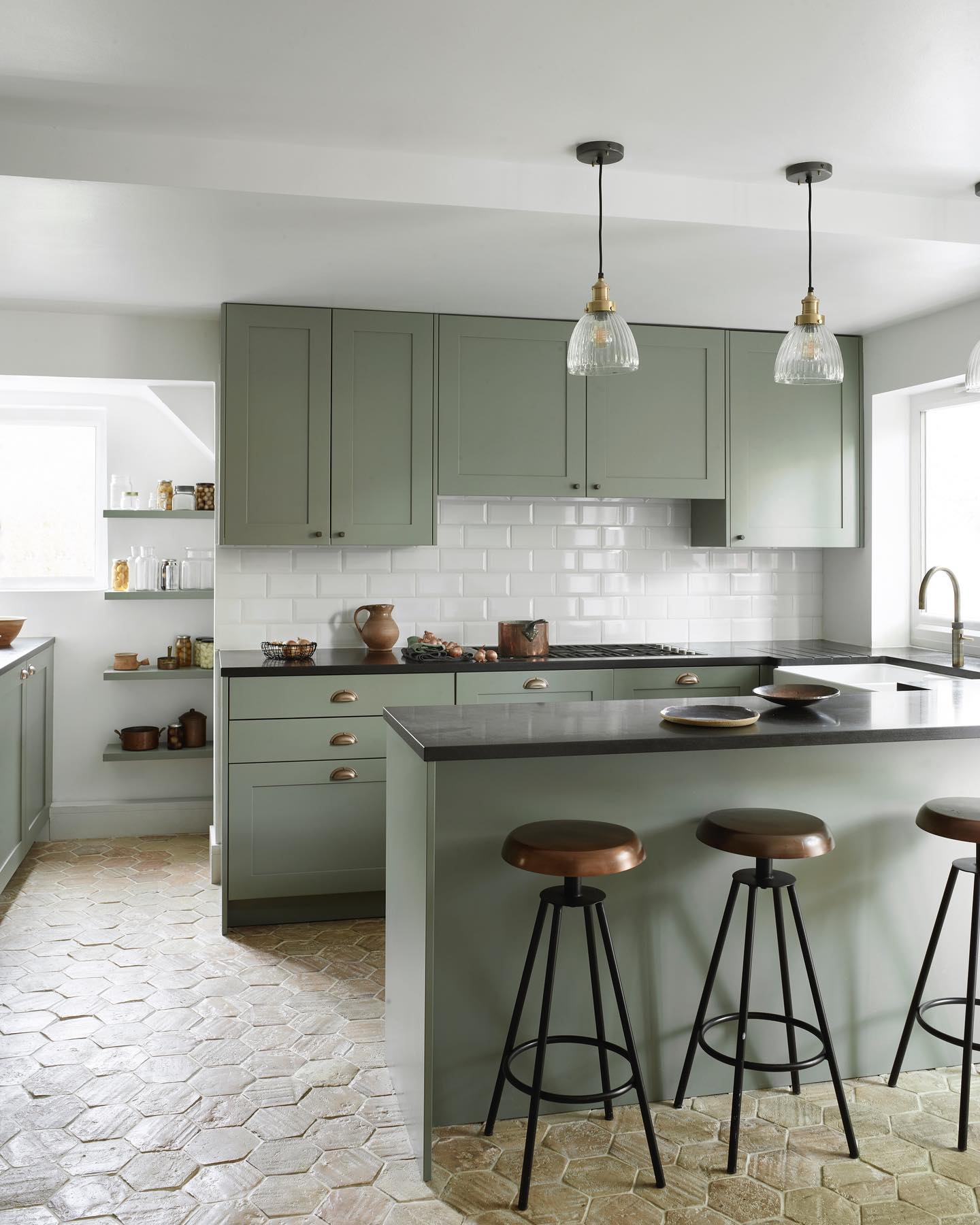 6. Sage Green Country-Modern Studio Kitchen - studio kitchen ideas