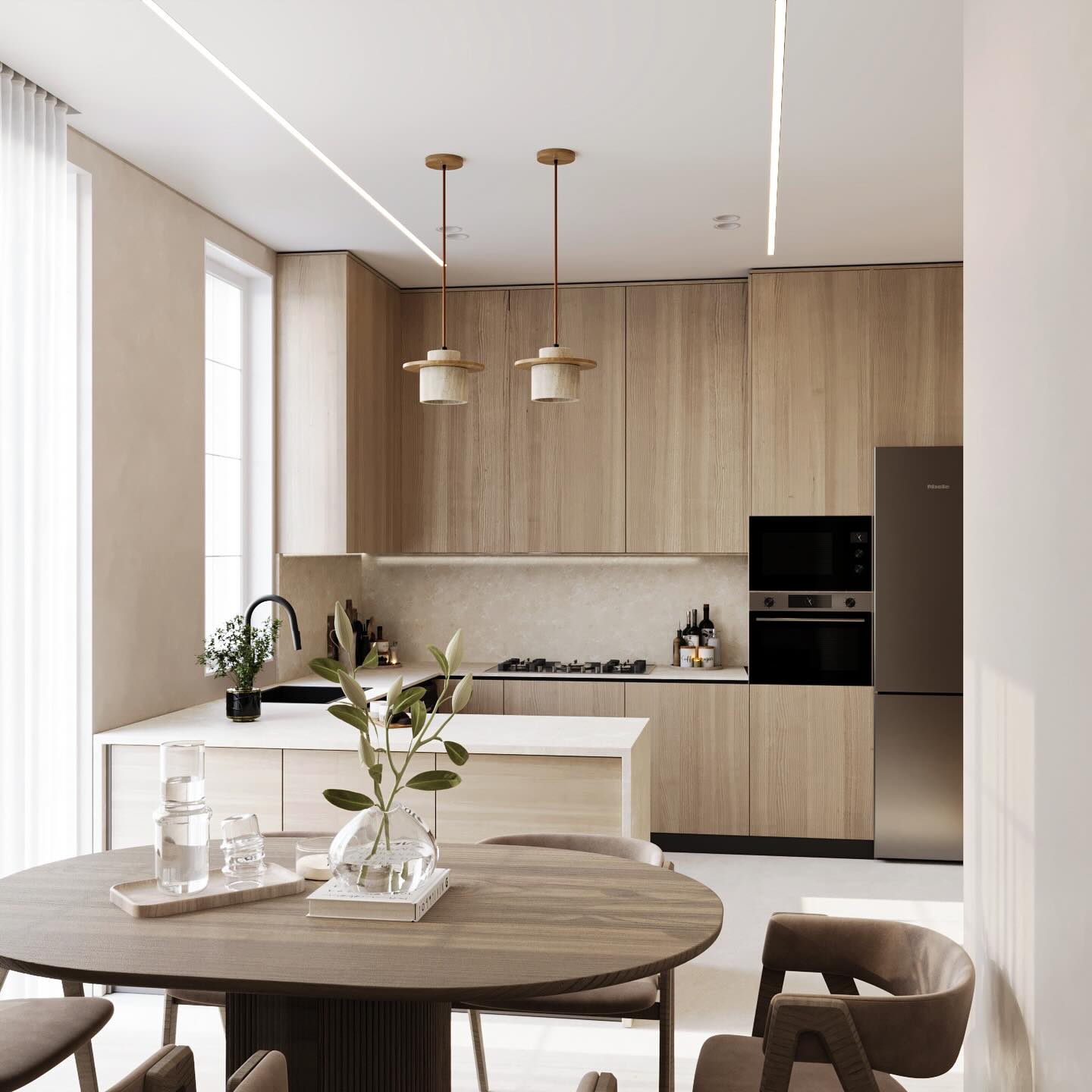 18. Light Oak Minimal Studio Kitchen - studio kitchen ideas