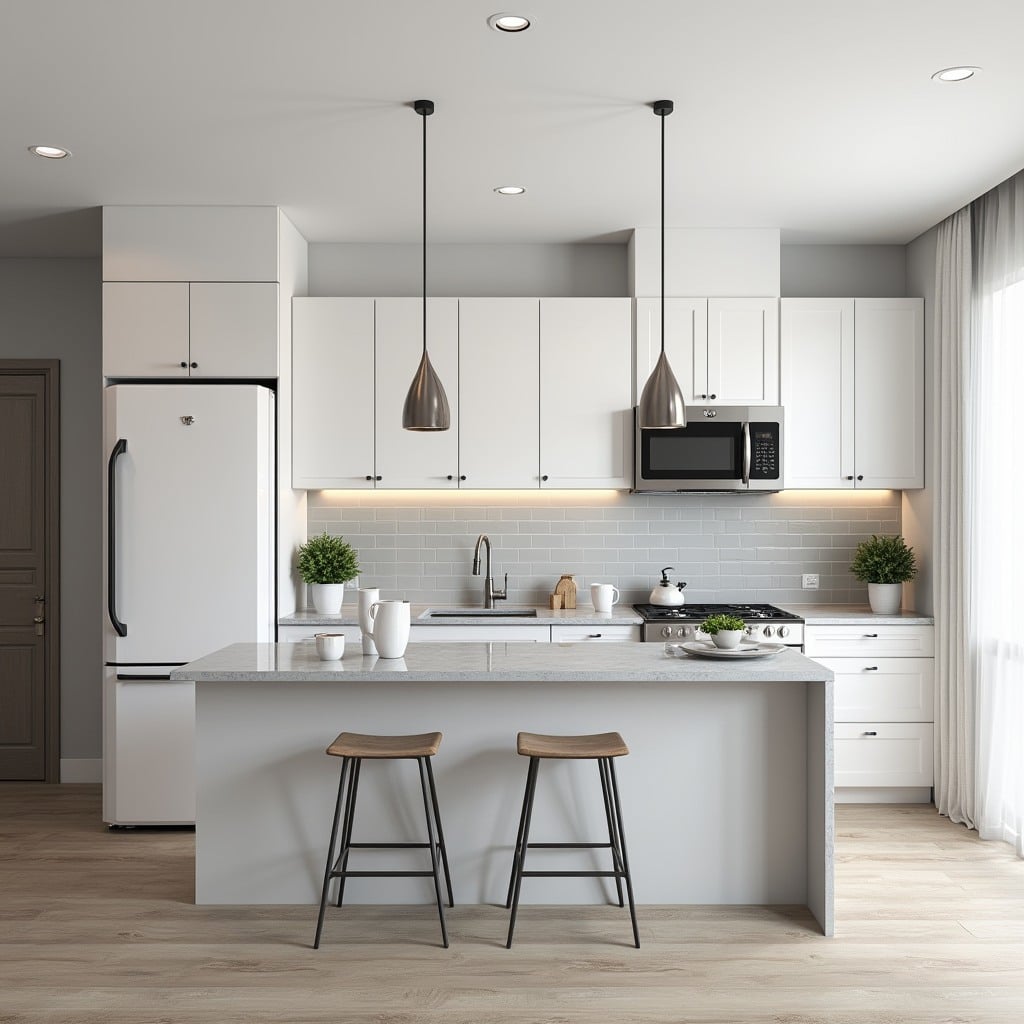 22. Modern White and Grey Studio Kitchen - studio kitchen ideas