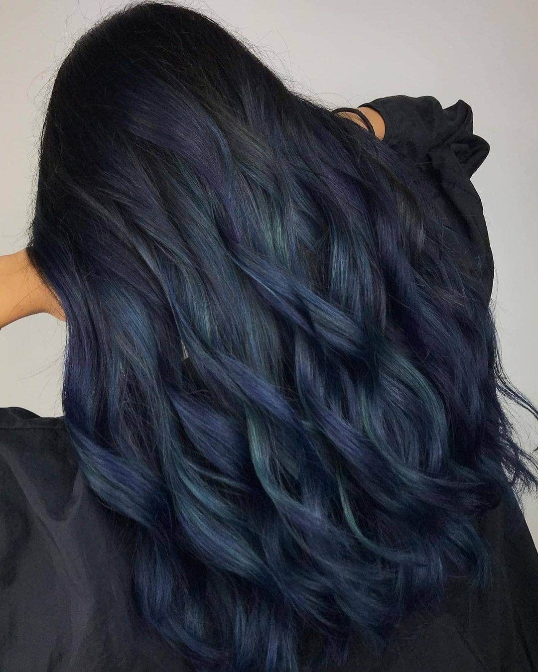 8. Sapphire Dimension with Flowing Layers - Blue Black Hair Color