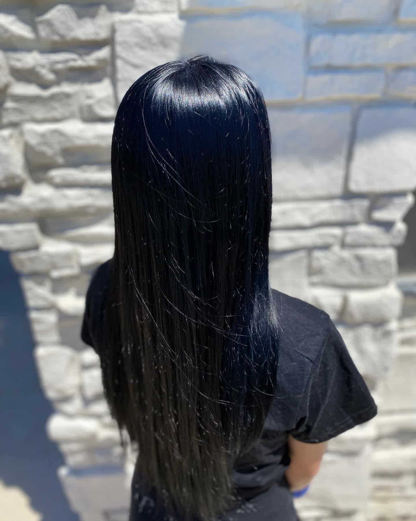 16. Ultra-Sleek Blue-Black Length - Blue Black Hair Color
