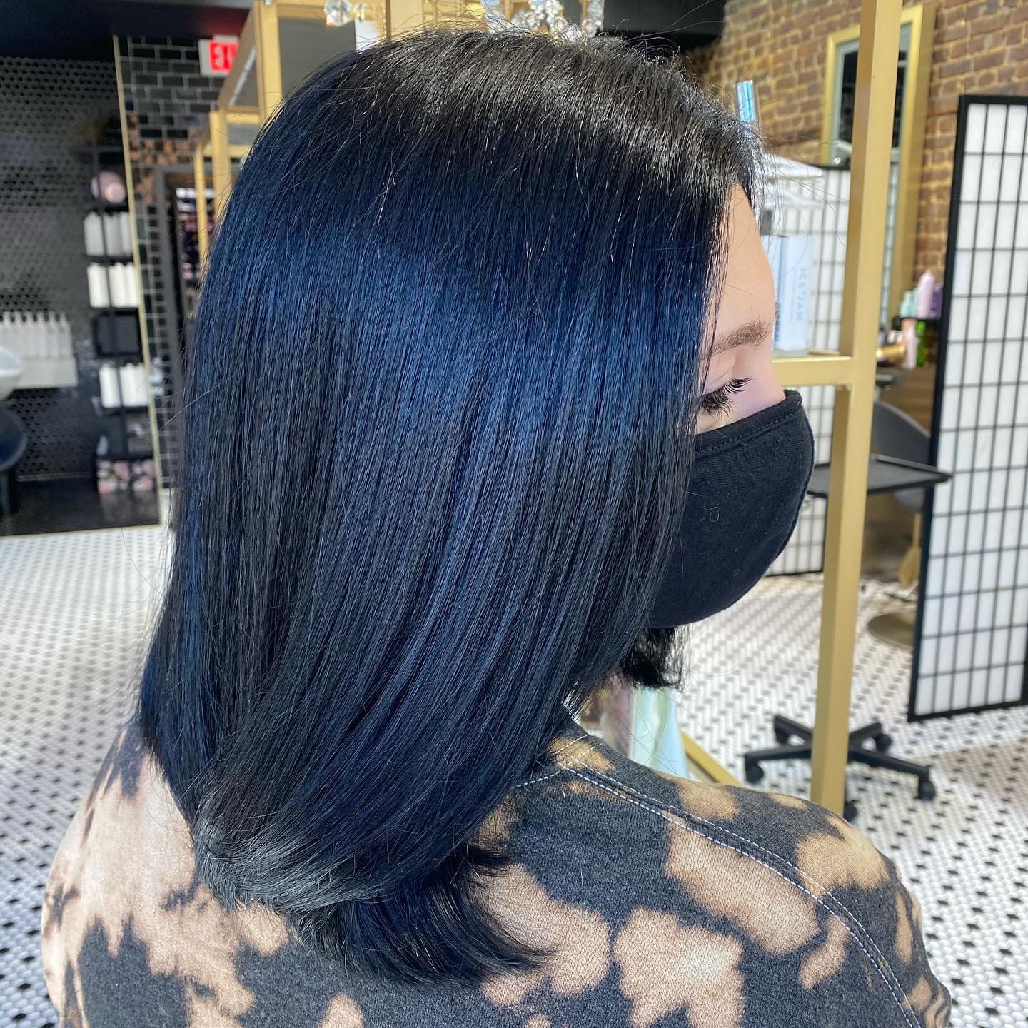 20. Smooth Blue-Black Lob - Blue Black Hair Color