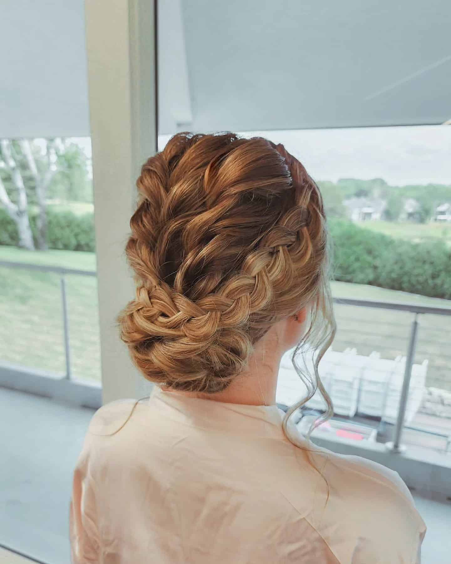 11. Braided Chignon Updo in Golden Caramel - Twist Braid Hairstyles