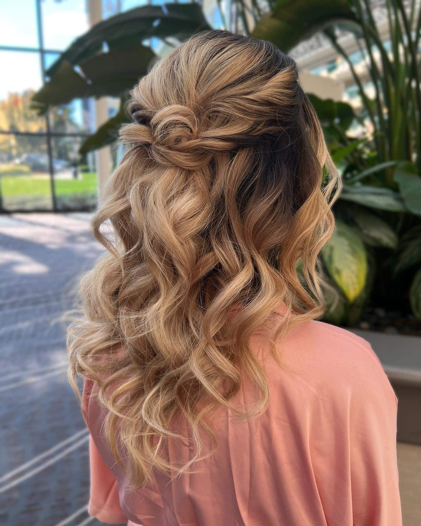 13. Half-Up Twisted Waves in Honey Blonde - Twist Braid Hairstyles