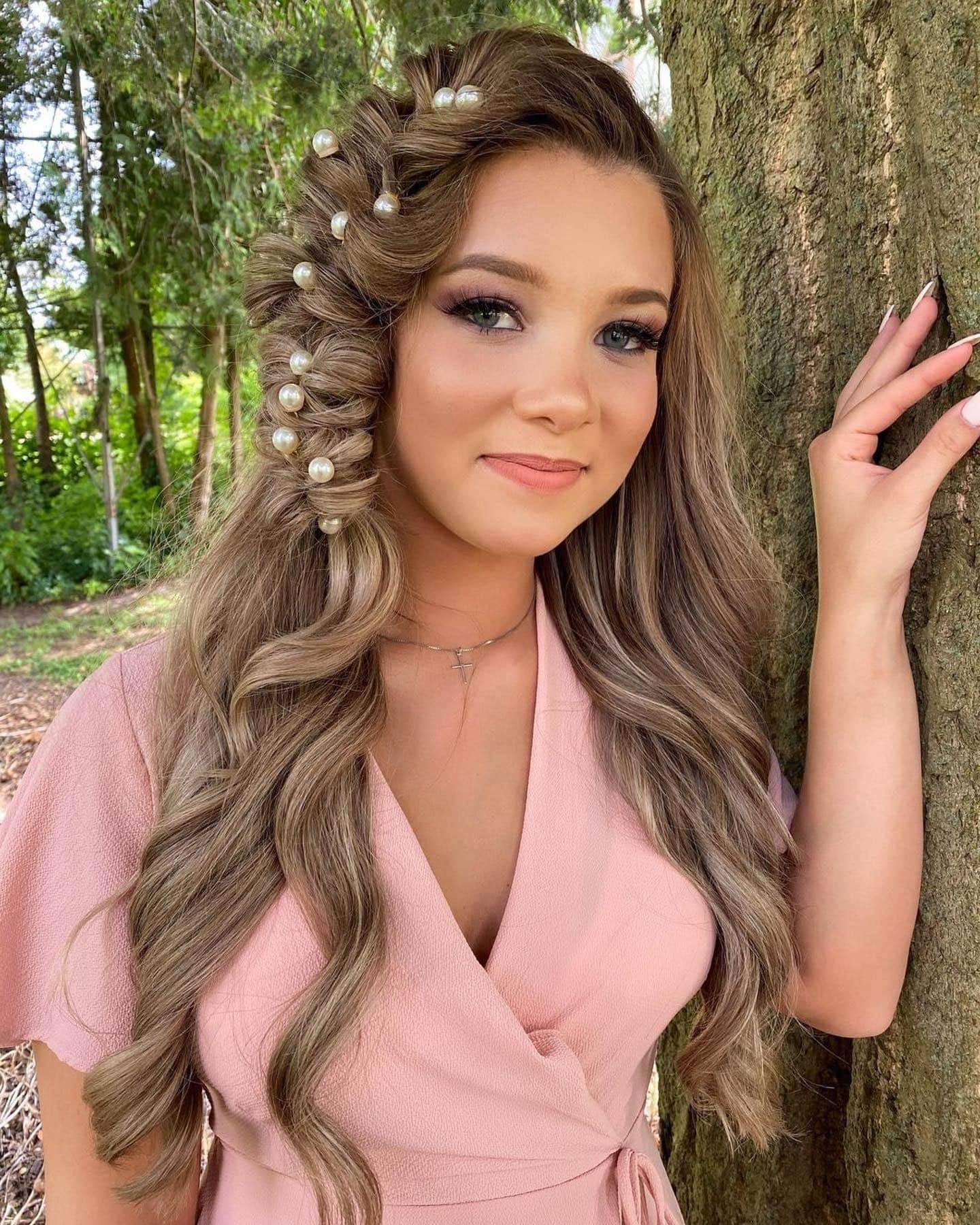 15. Side Fishtail with Pearl Accents in Ash Brown - Twist Braid Hairstyles