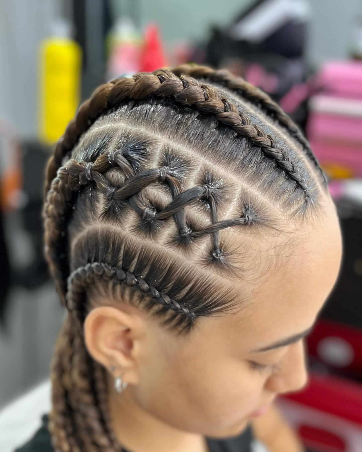 18. Criss-Cross Cornrows with Feed-In Braids - Twist Braid Hairstyles