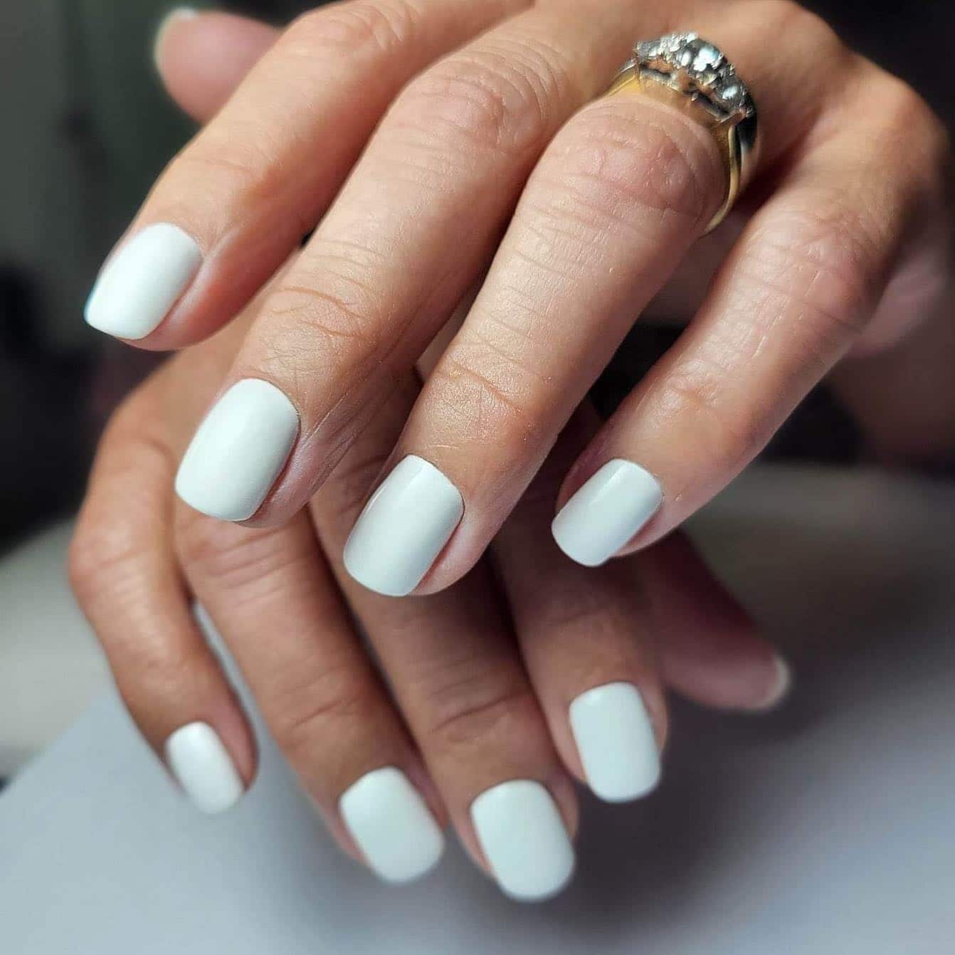 12. Minimal Matte White Short Nails - june nail ideas