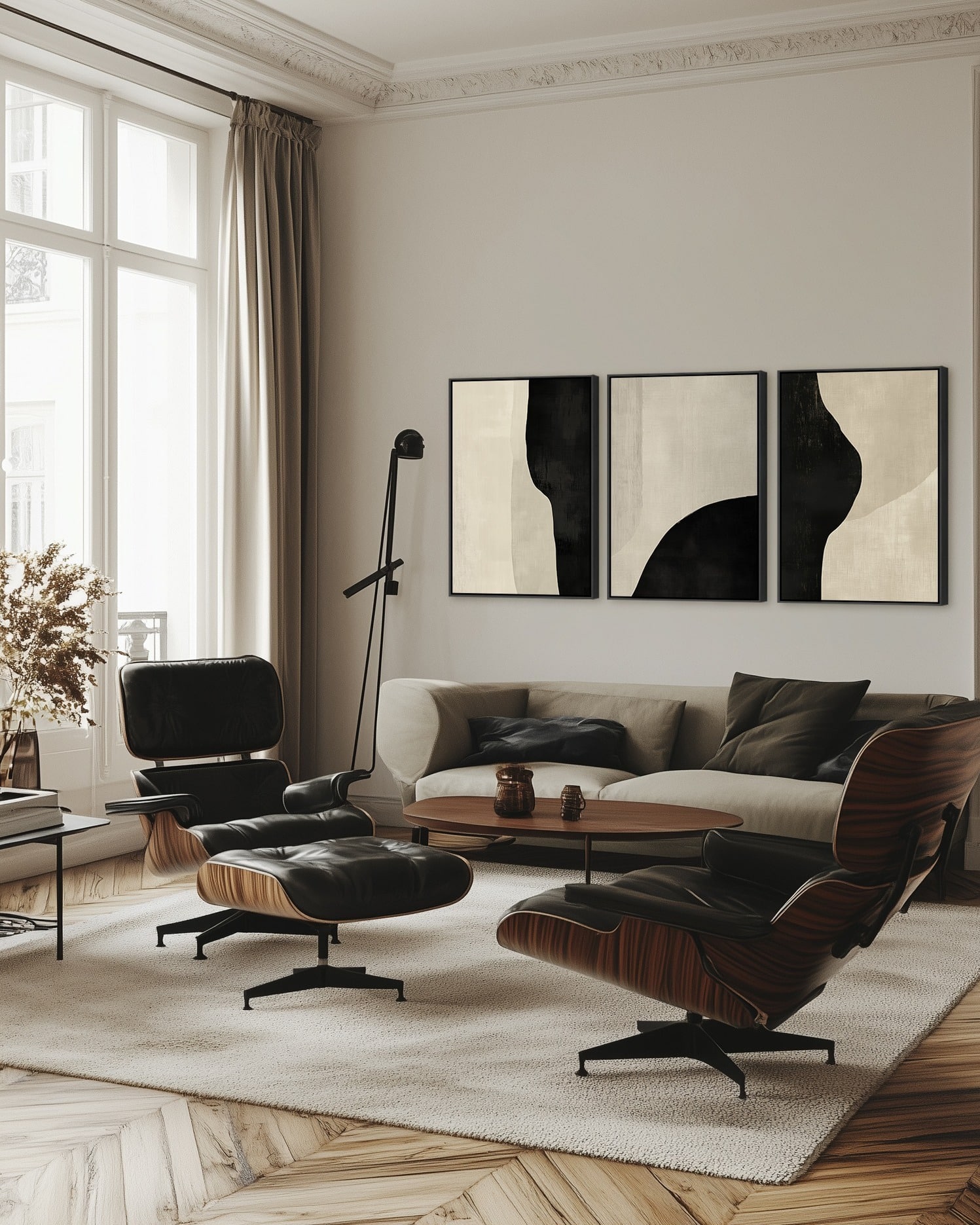 7. Graphic Monochrome Balance - contemporary small living room ideas