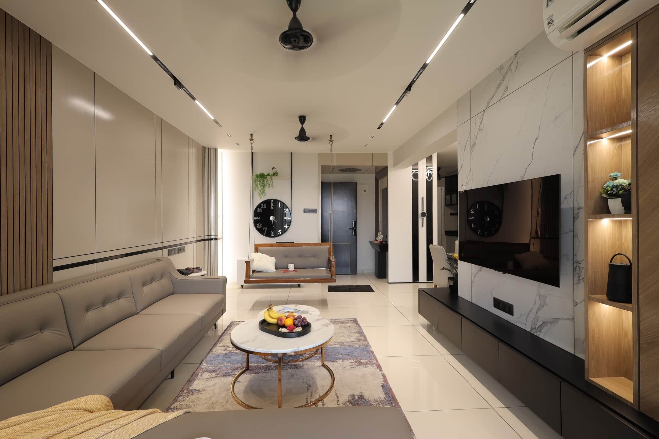 12. Sleek Linear Minimalism - contemporary small living room ideas