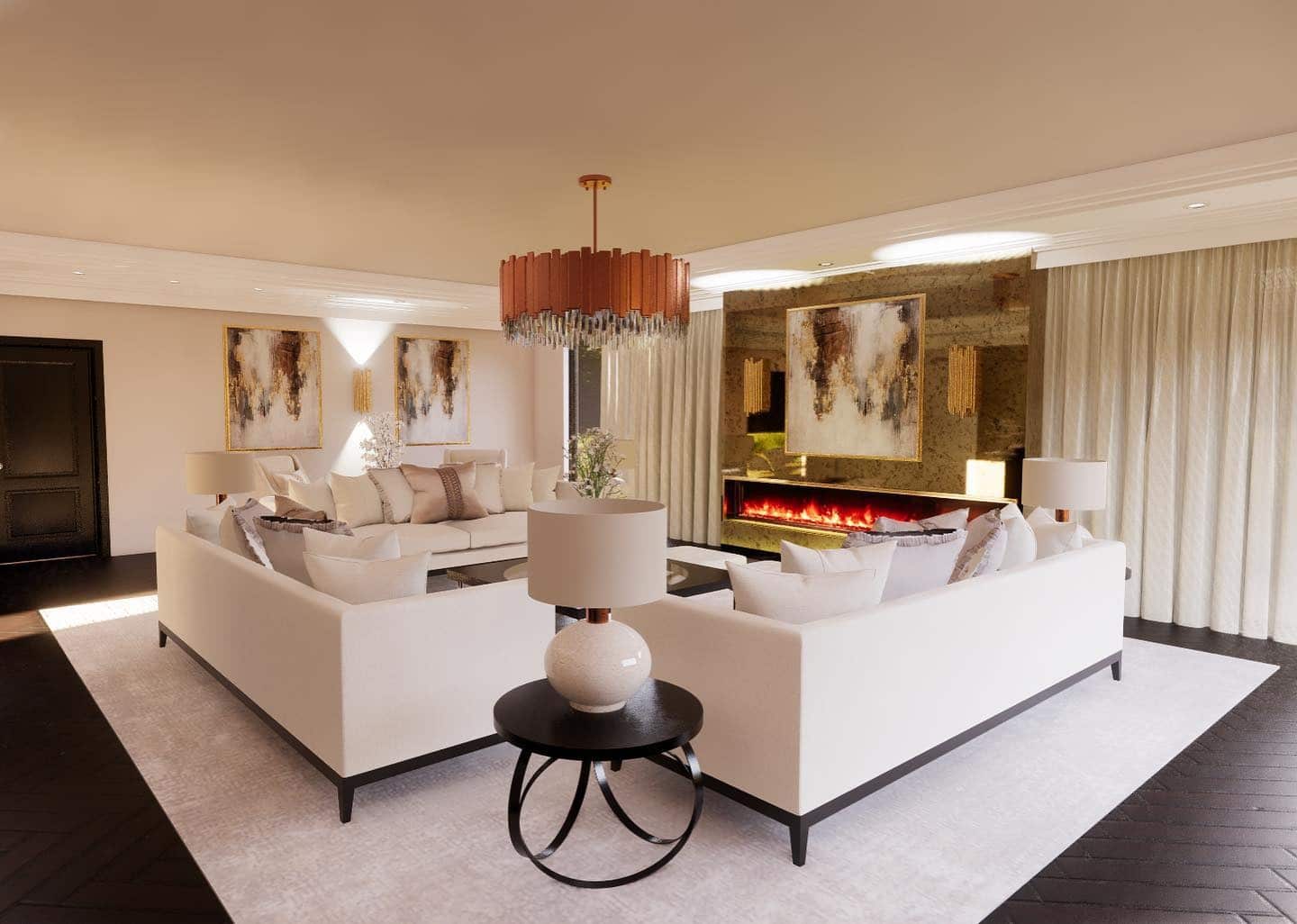 15. Refined Neutrals with Firelight - contemporary small living room ideas