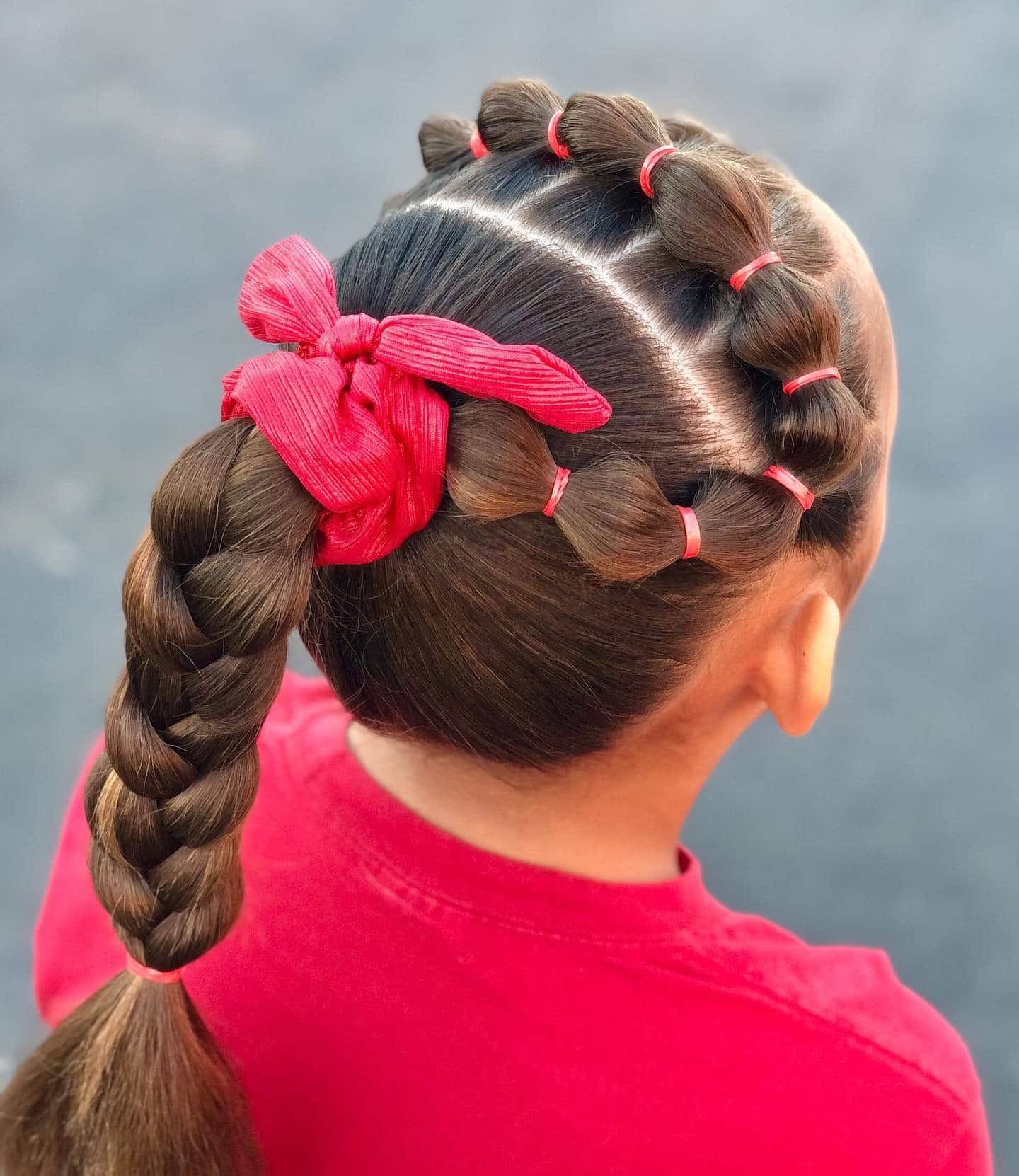 3. Bubble Braid Ponytail with Red Ribbon on Chestnut Hair - Cute Hairstyles