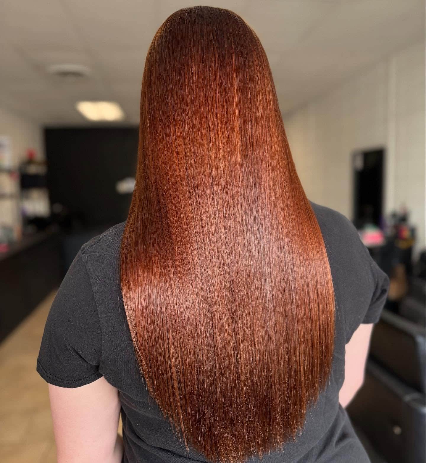 1. Sleek Copper Perfection - Red Copper Hair Color