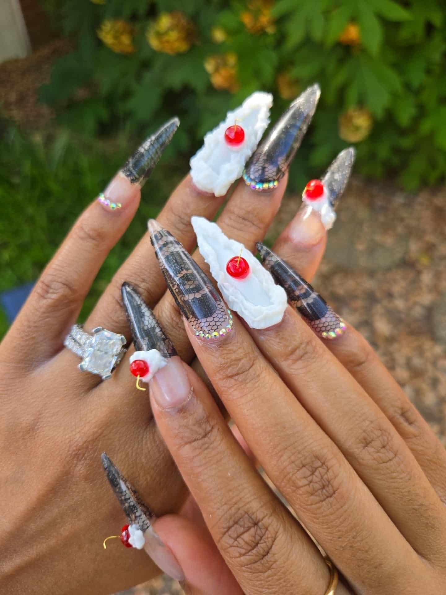 12. Cherry on Top Dessert Nails - nail ideas for birthday