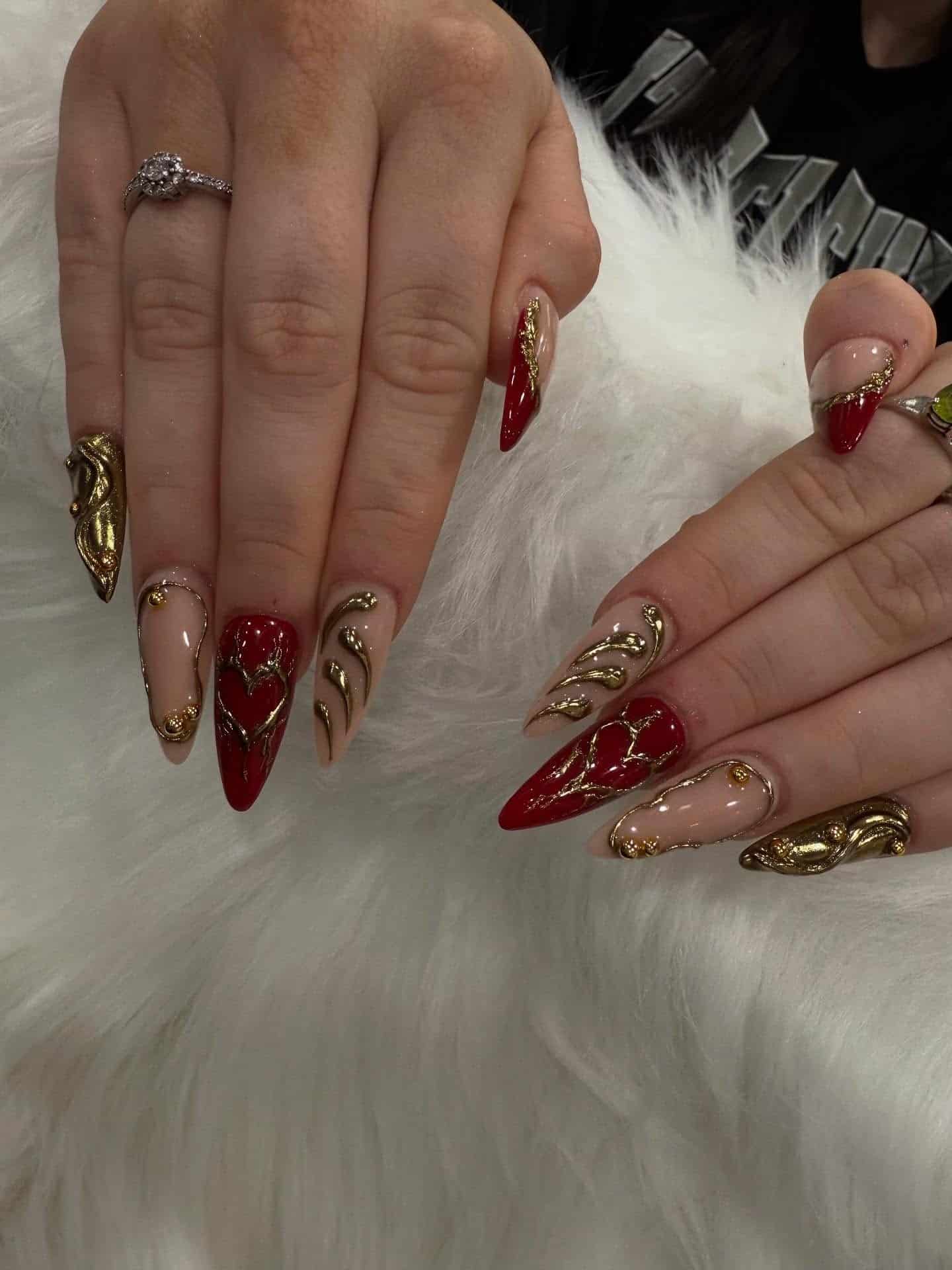 15. Red and Gold Regal Nails - nail ideas for birthday