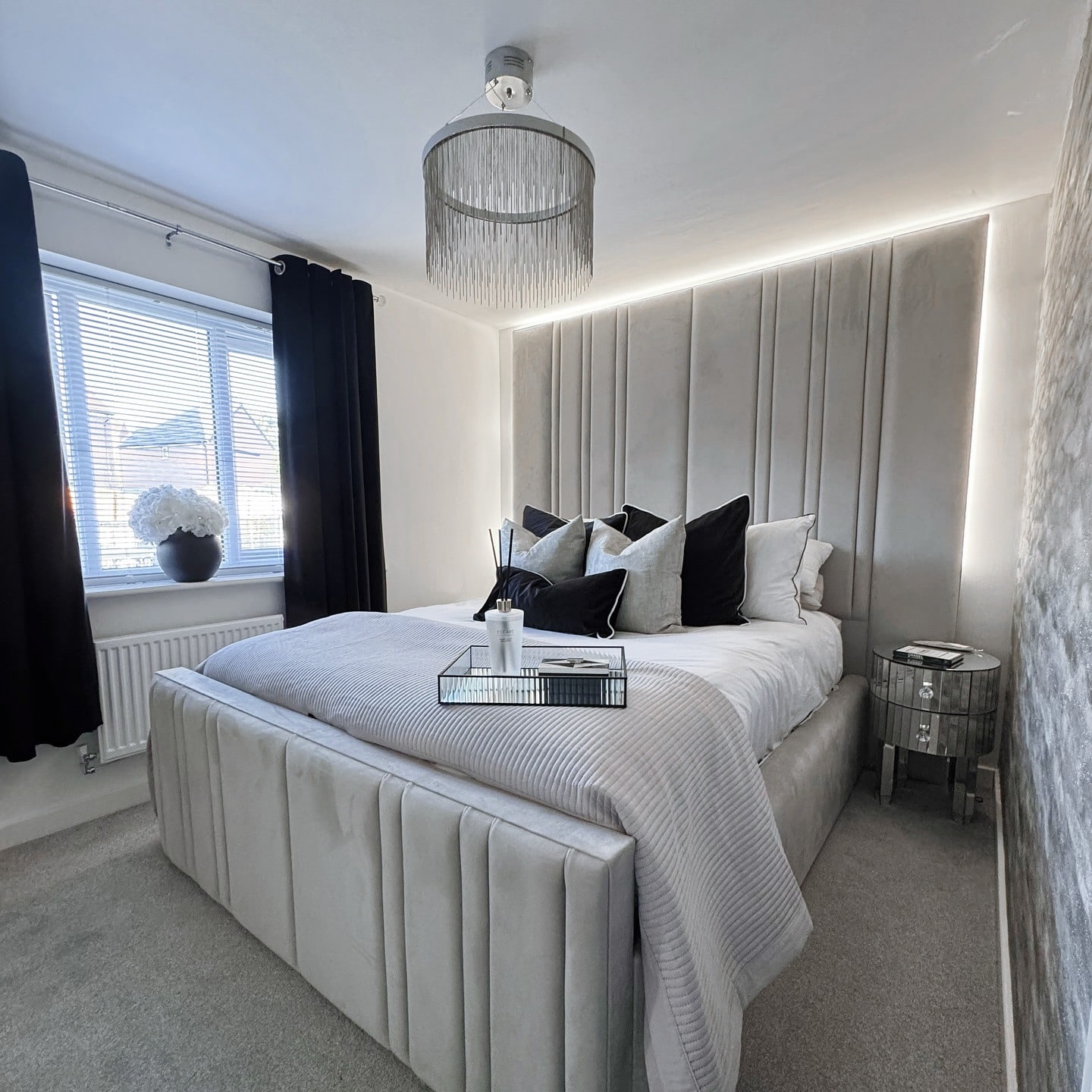 1. Soft Elegance in Monochrome - bedroom ideas with black furniture