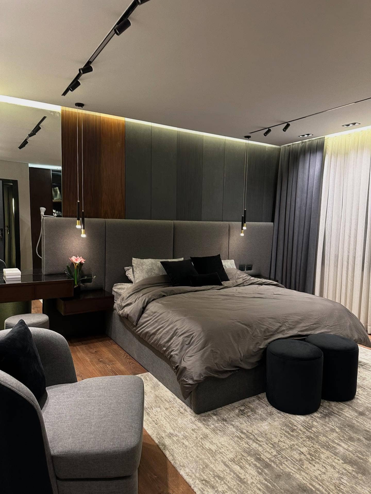 5. Contemporary Gray and Black Harmony - bedroom ideas with black furniture