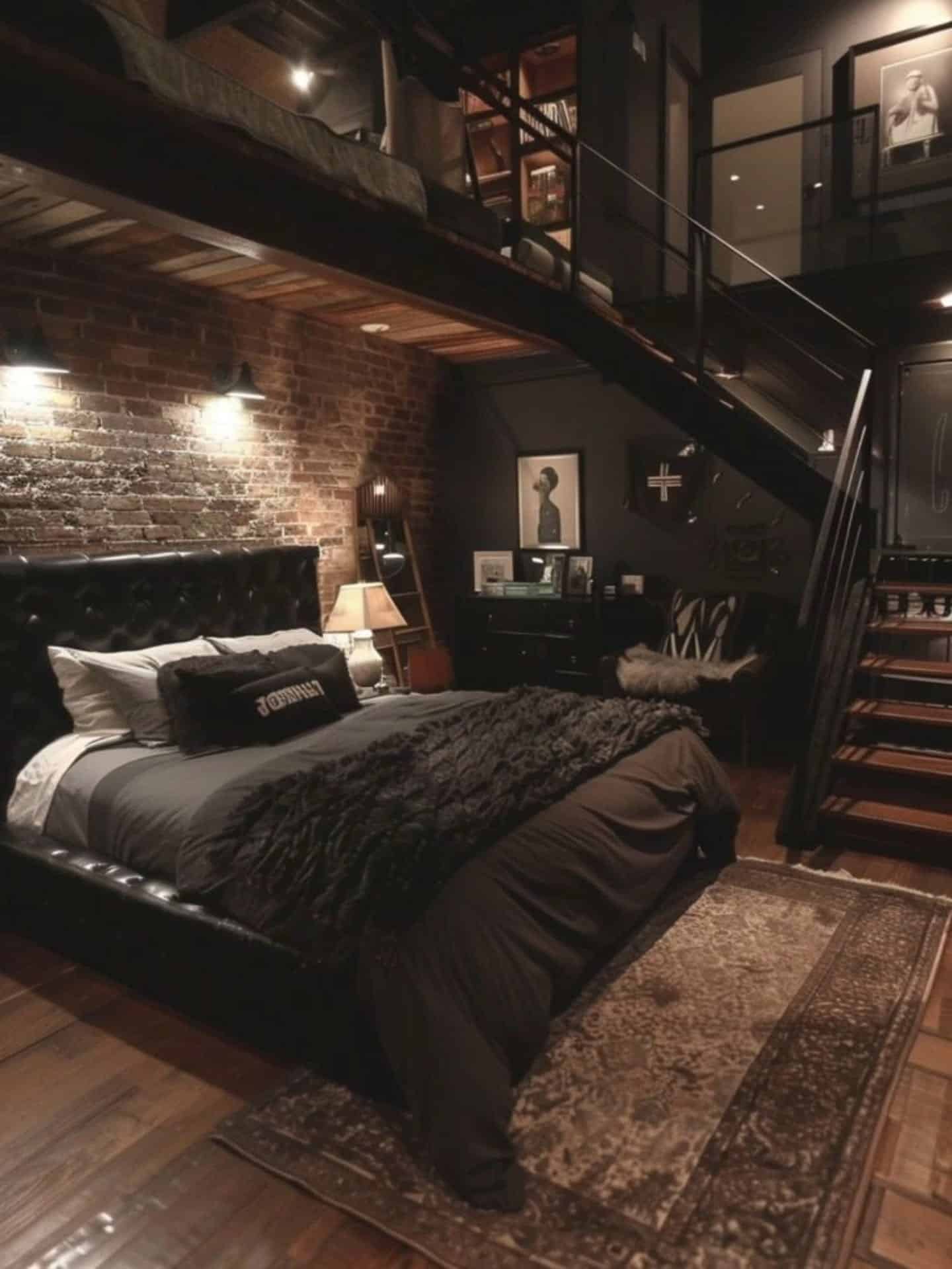 12. Loft Living with Vintage Charm - bedroom ideas with black furniture