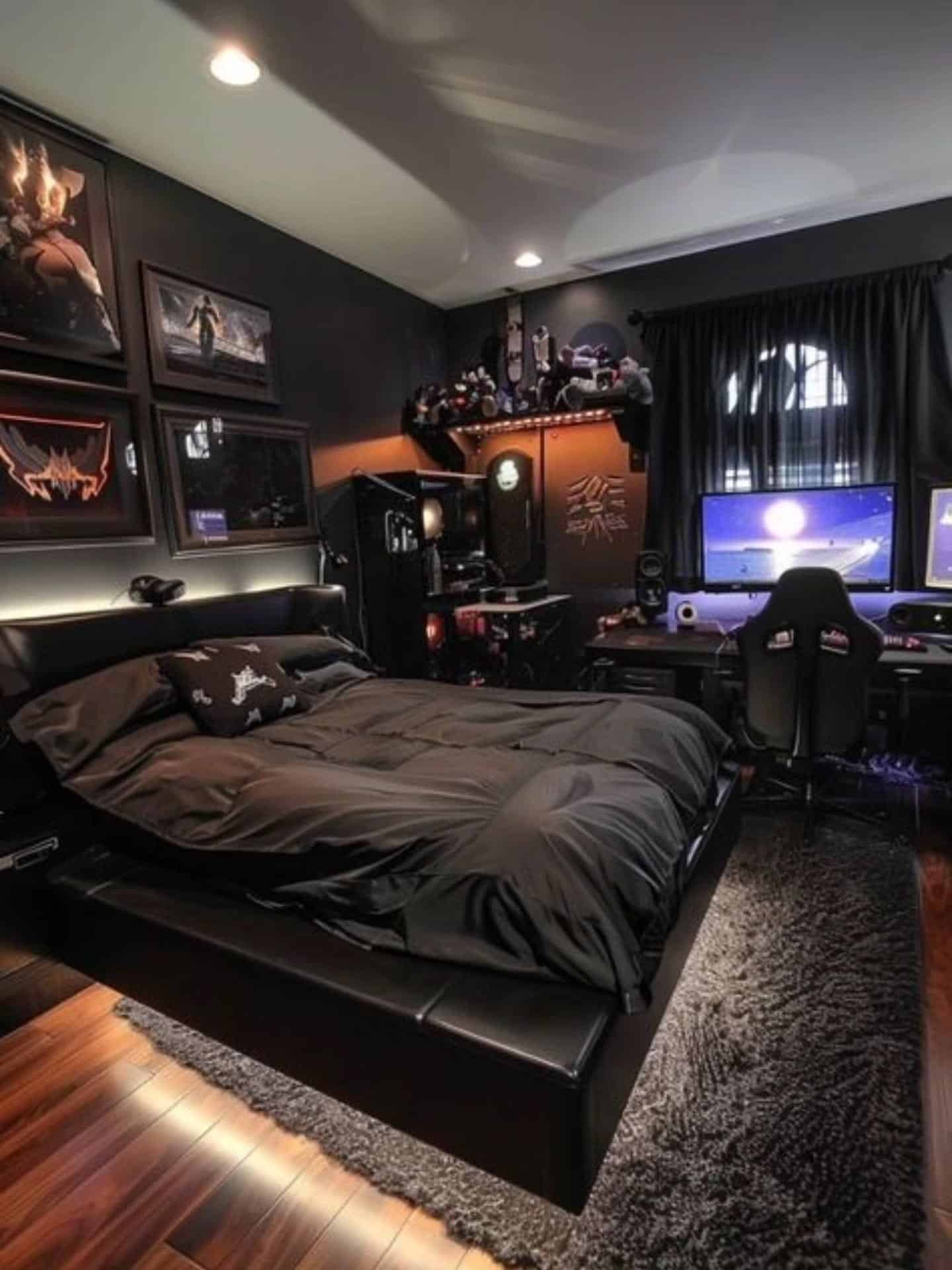 13. Modern Gaming Haven - bedroom ideas with black furniture