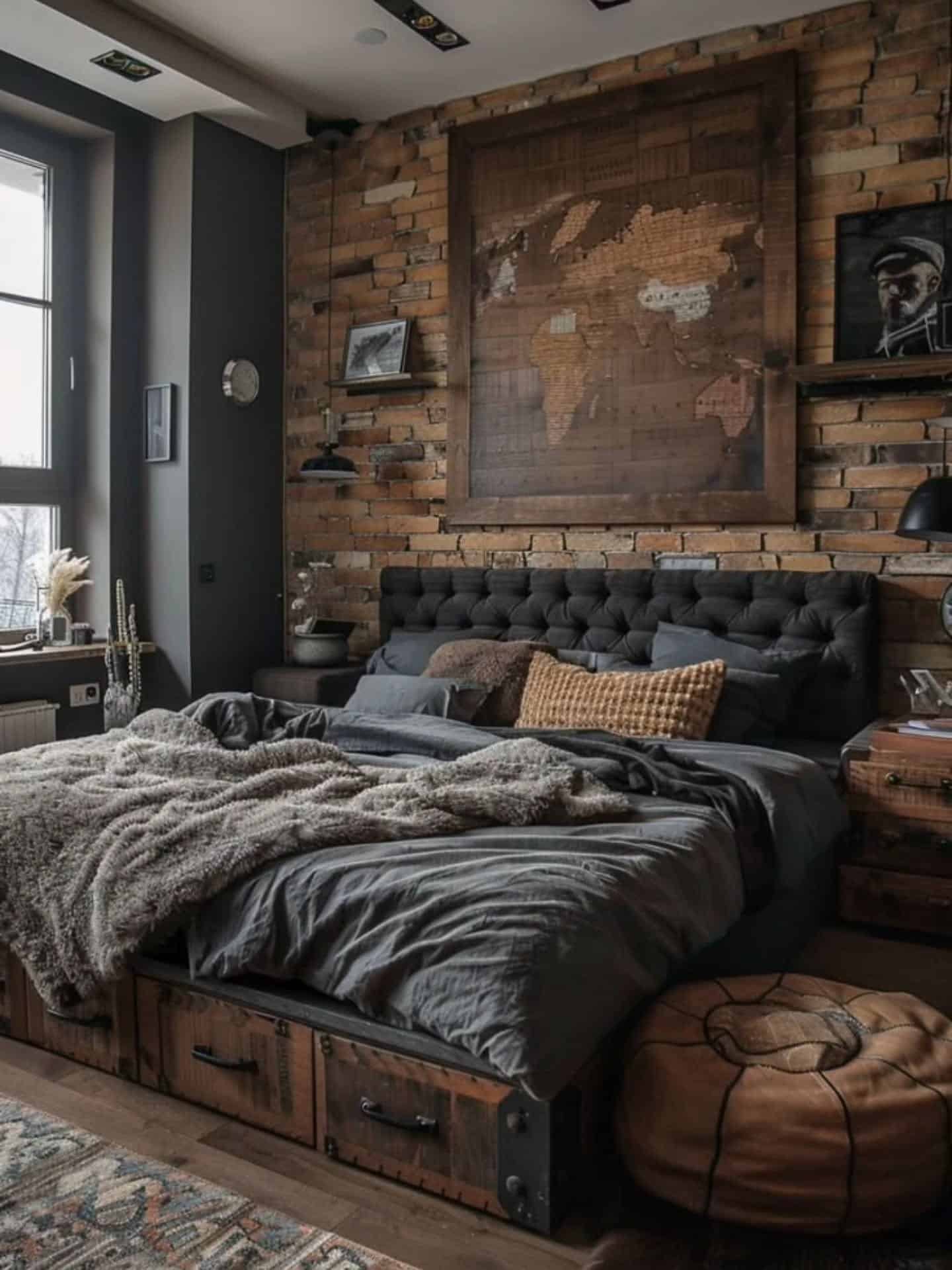 14. Rustic Industrial Blend - bedroom ideas with black furniture
