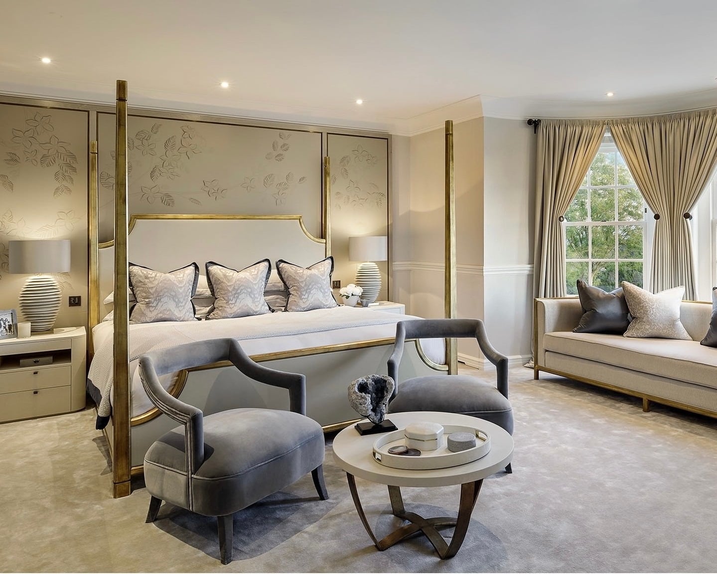 13. Grand Elegance with Gold Accents - large bedroom ideas