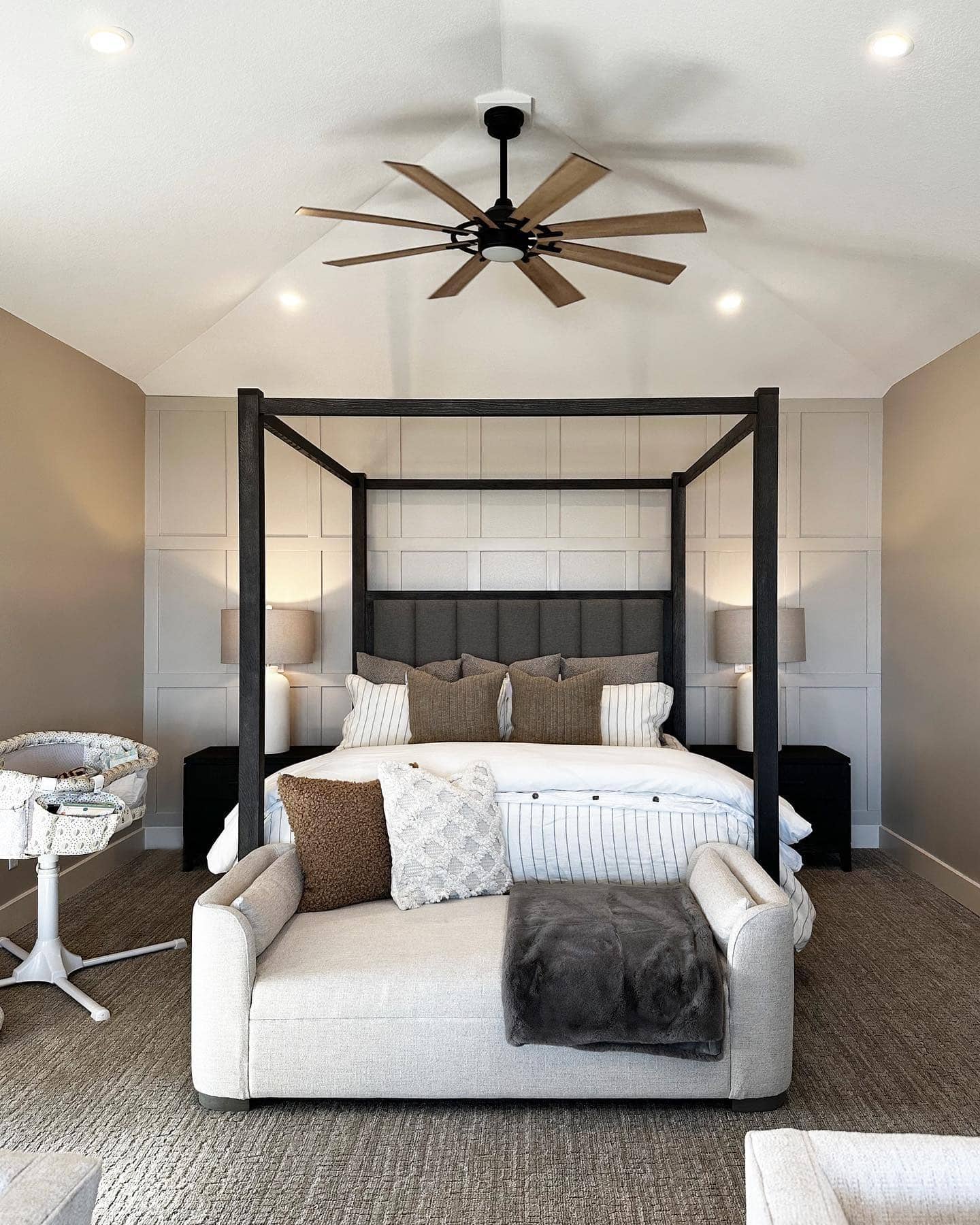 20. Modern Canopy Design with Strong Geometry - large bedroom ideas