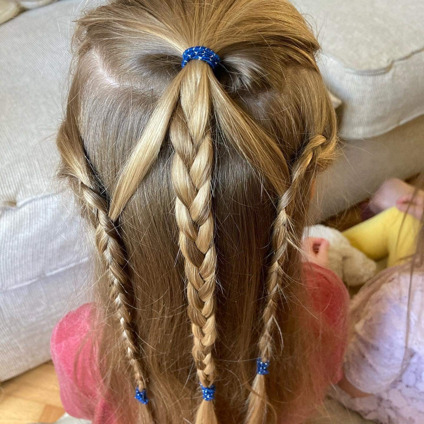 2. Triple Braided Crown on Blonde Hair - Hairstyles For School
