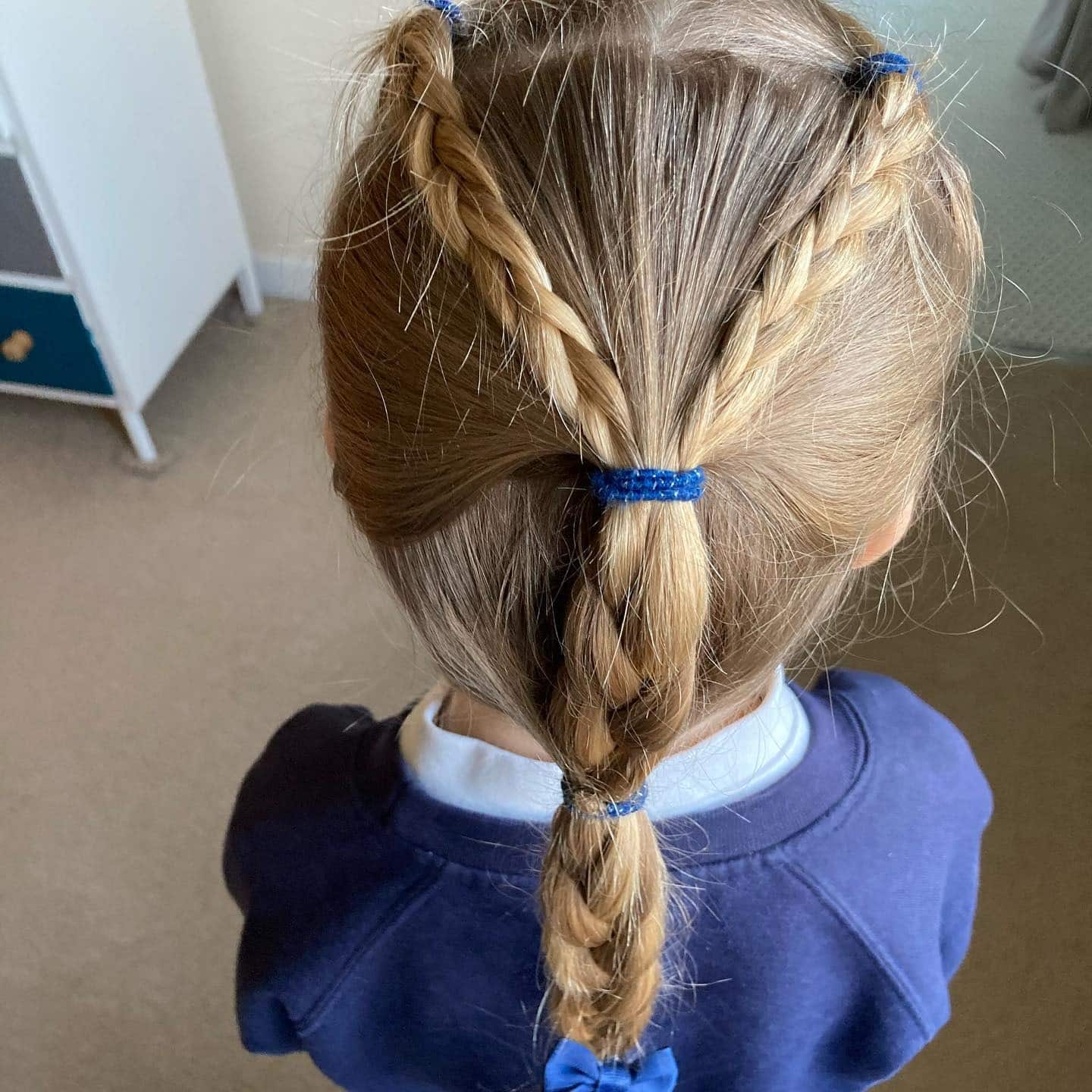 14. V-Shaped Braided Ponytail on Blonde Hair - Hairstyles For School