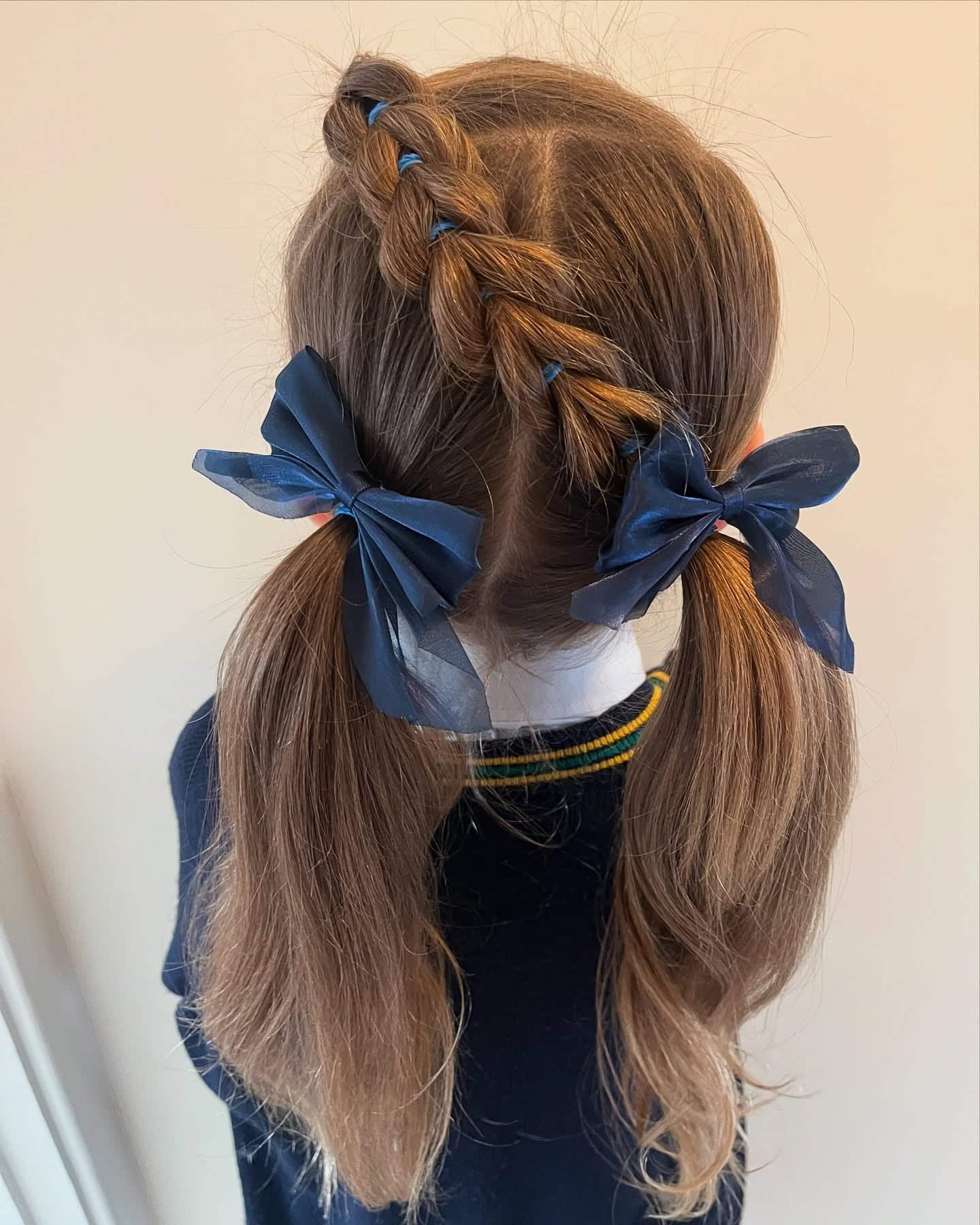 17. Braided Half-Up Double Ponytails on Light Brown Hair - Hairstyles For School