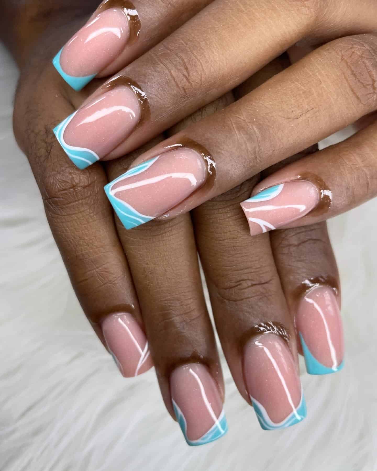 3. Aqua Wave Overlay - overlay nail ideas
