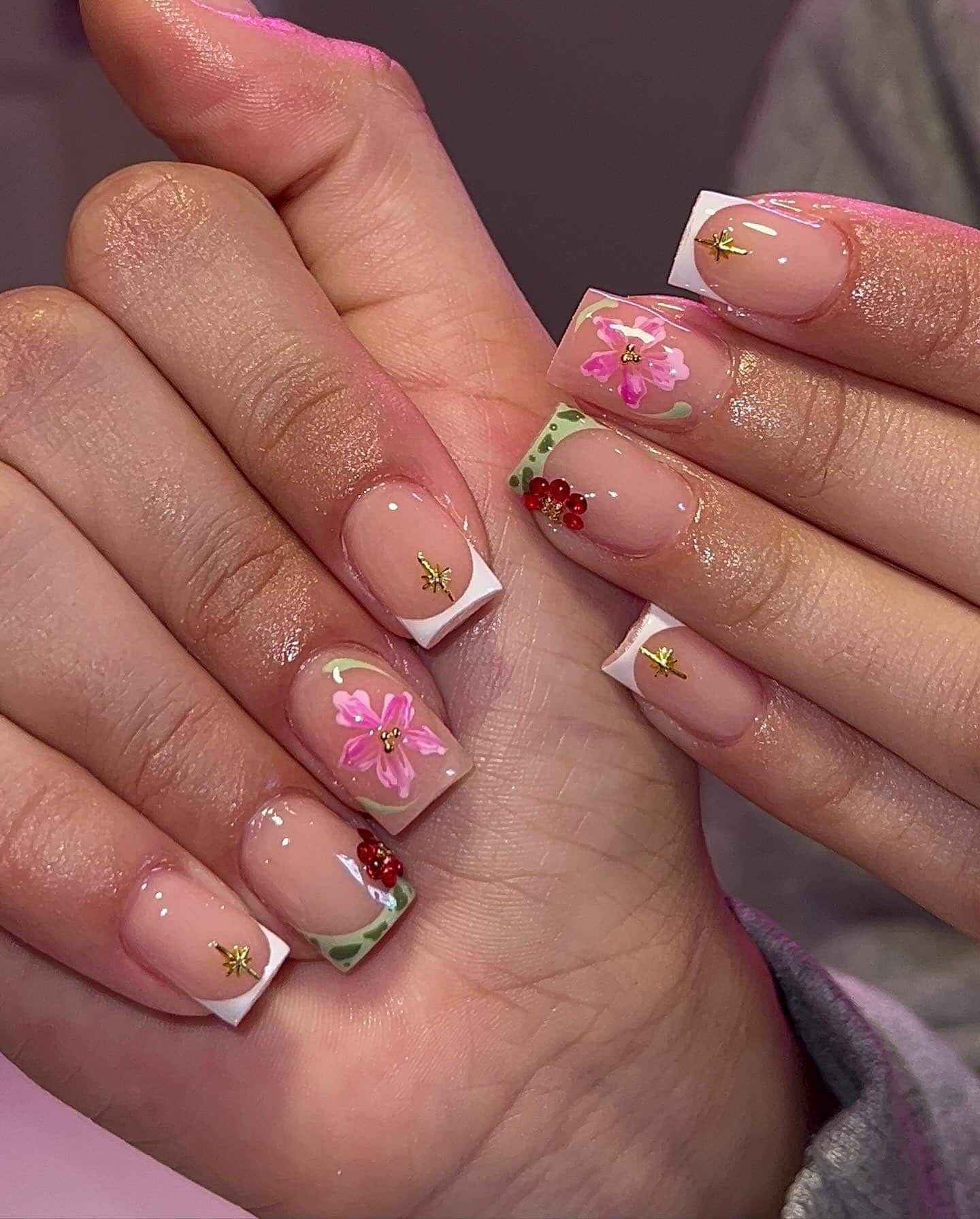 7. Spring Garden French - overlay nail ideas