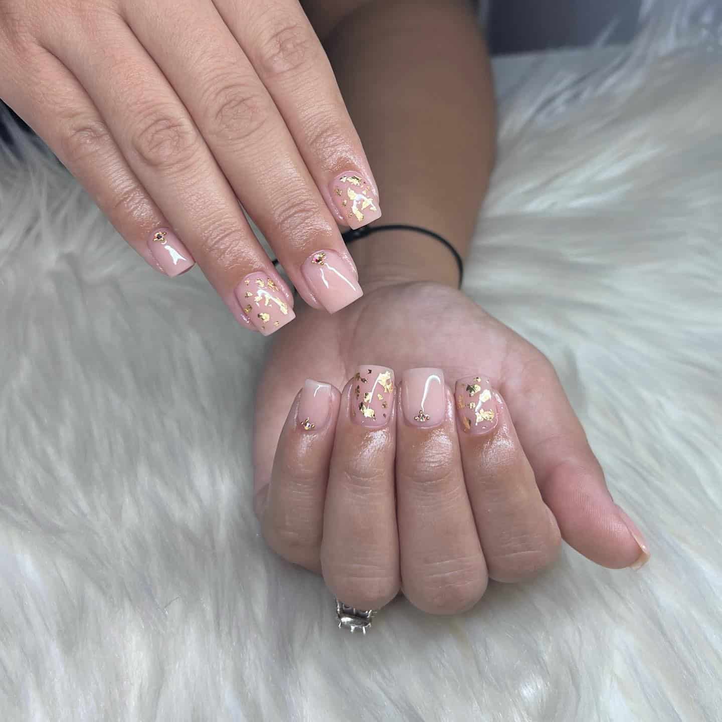 9. Golden Foil Overlay - overlay nail ideas