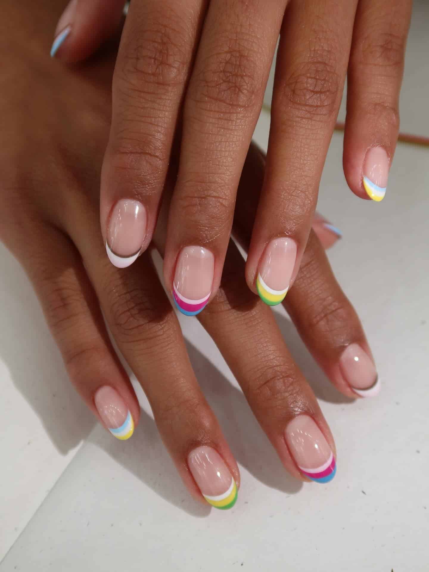 10. Rainbow French Overlay - overlay nail ideas