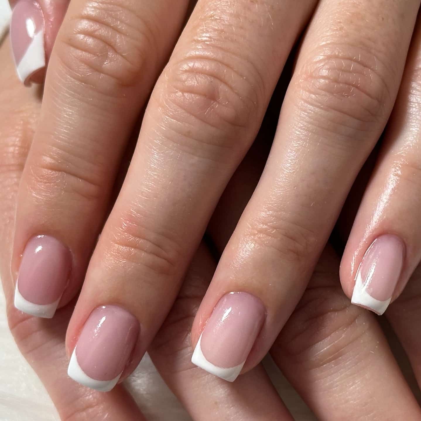 22. Classic Overlay French Tips - overlay nail ideas