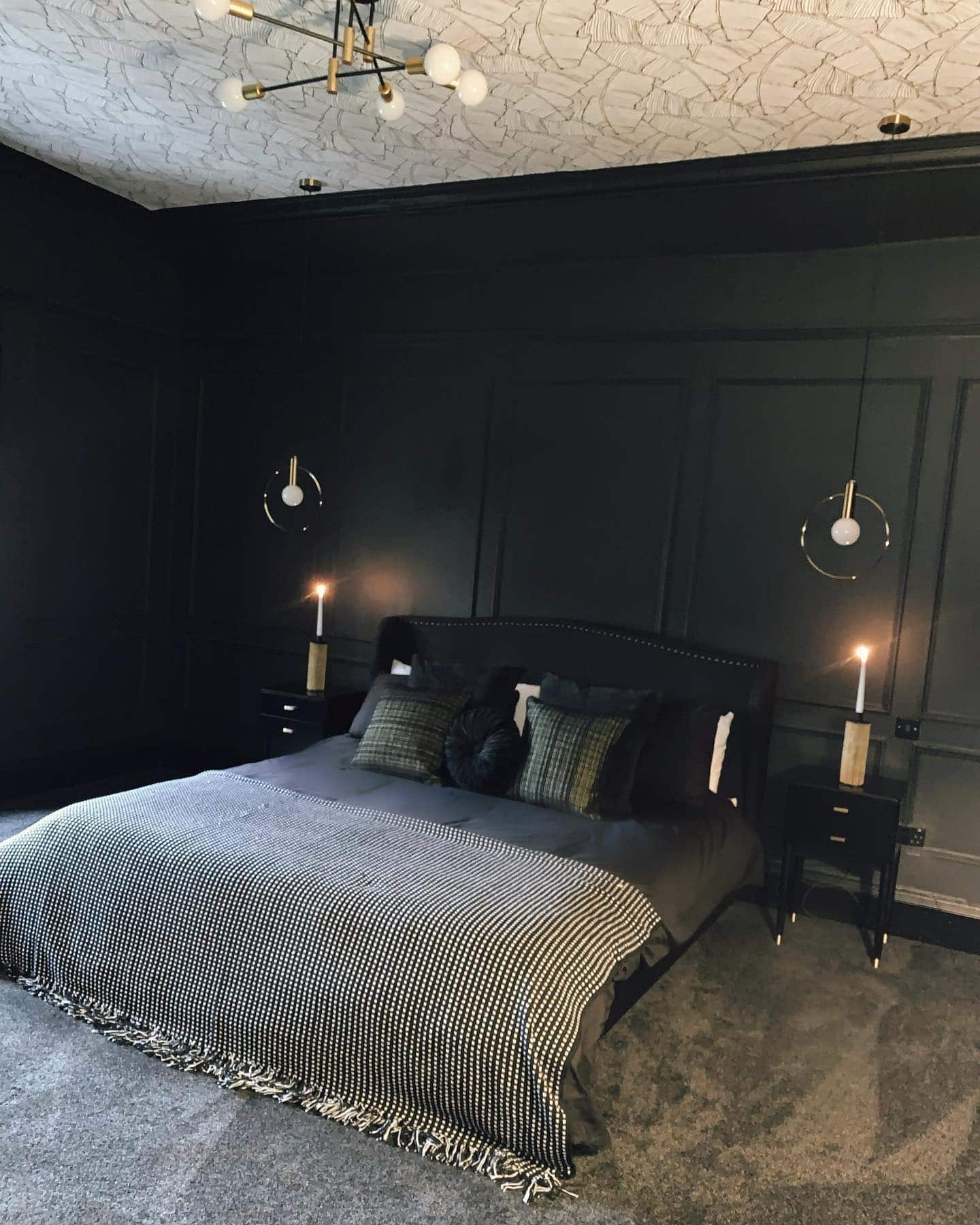 7. Moody Luxe with Textural Depth - black and gold bedroom ideas