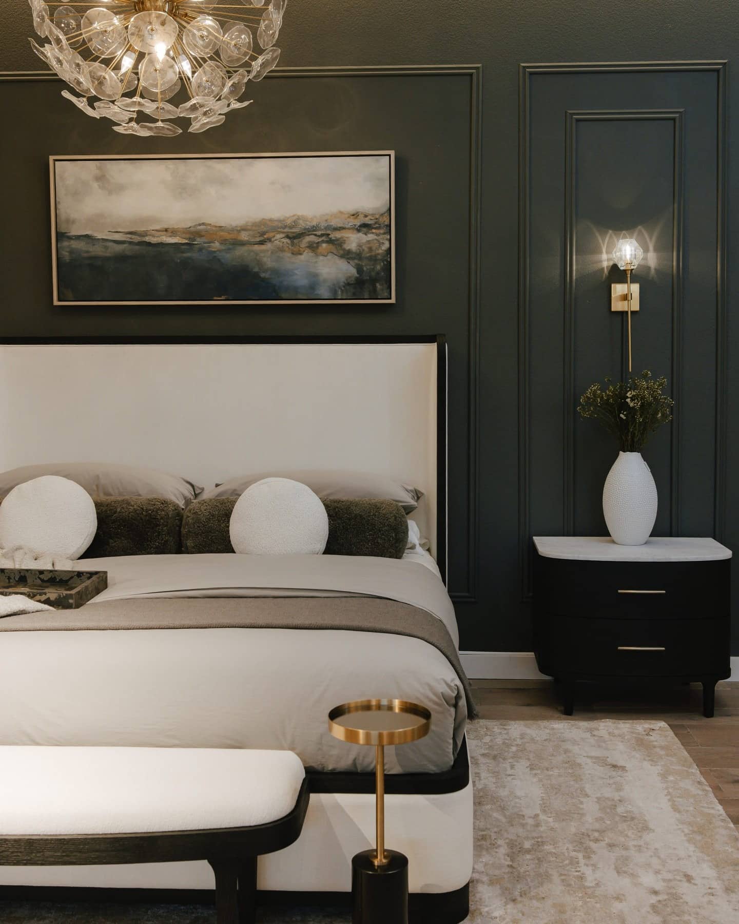 14. Timeless Contrast with Polished Gold Details - black and gold bedroom ideas