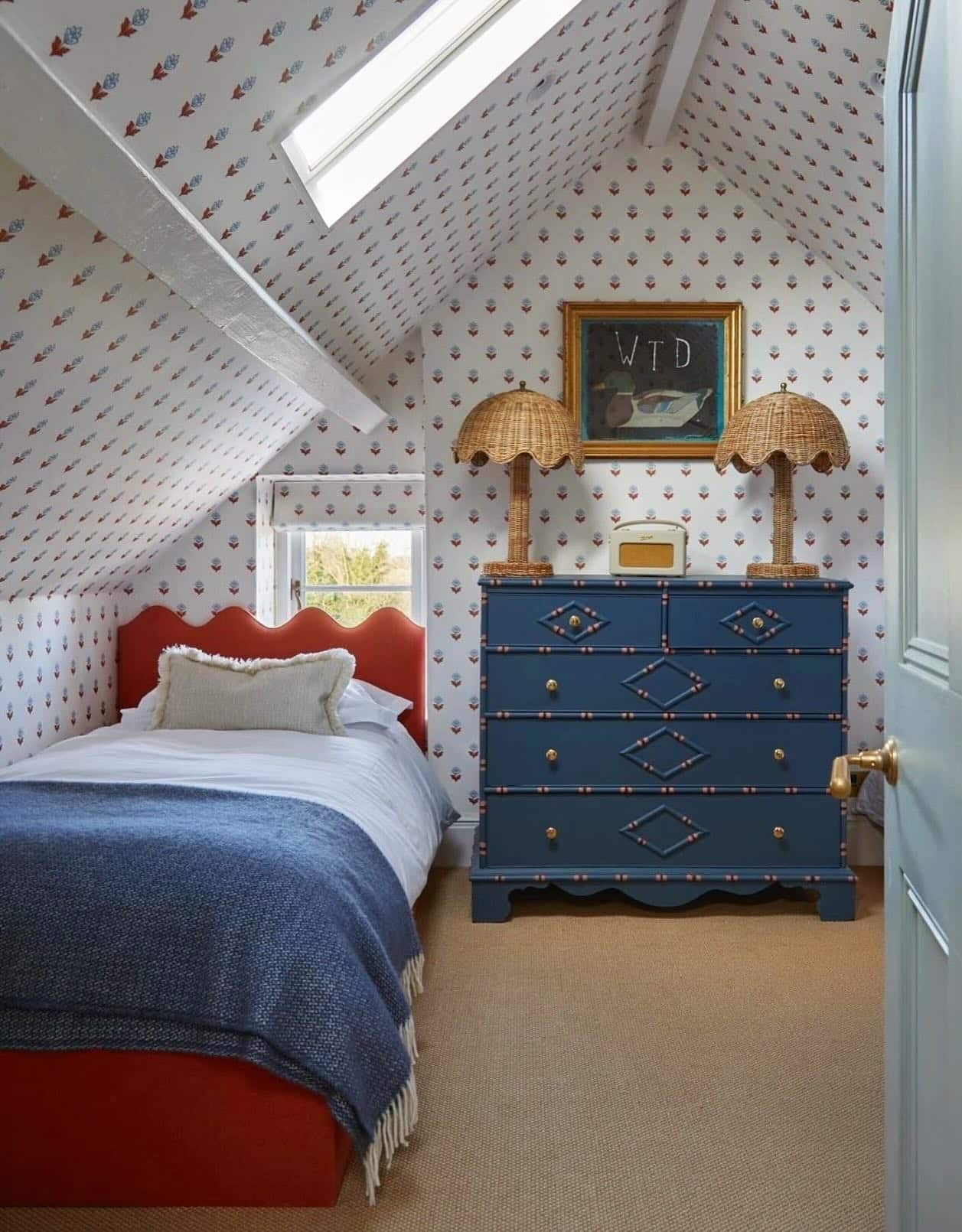6. Charming Attic Hideaway - navy blue and grey bedroom ideas